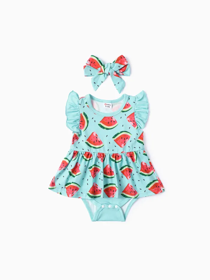 2pcs Baby Girls Cute Watermelon Ruffle Cool Summer Romper