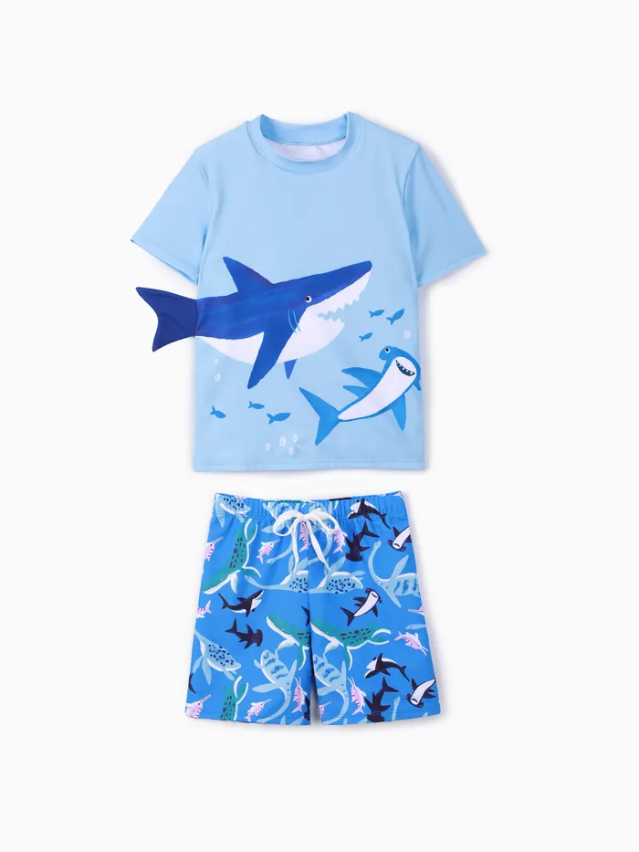 Enfant Garçon 2pcs Ensemble de maillots de bain à imprimé requin