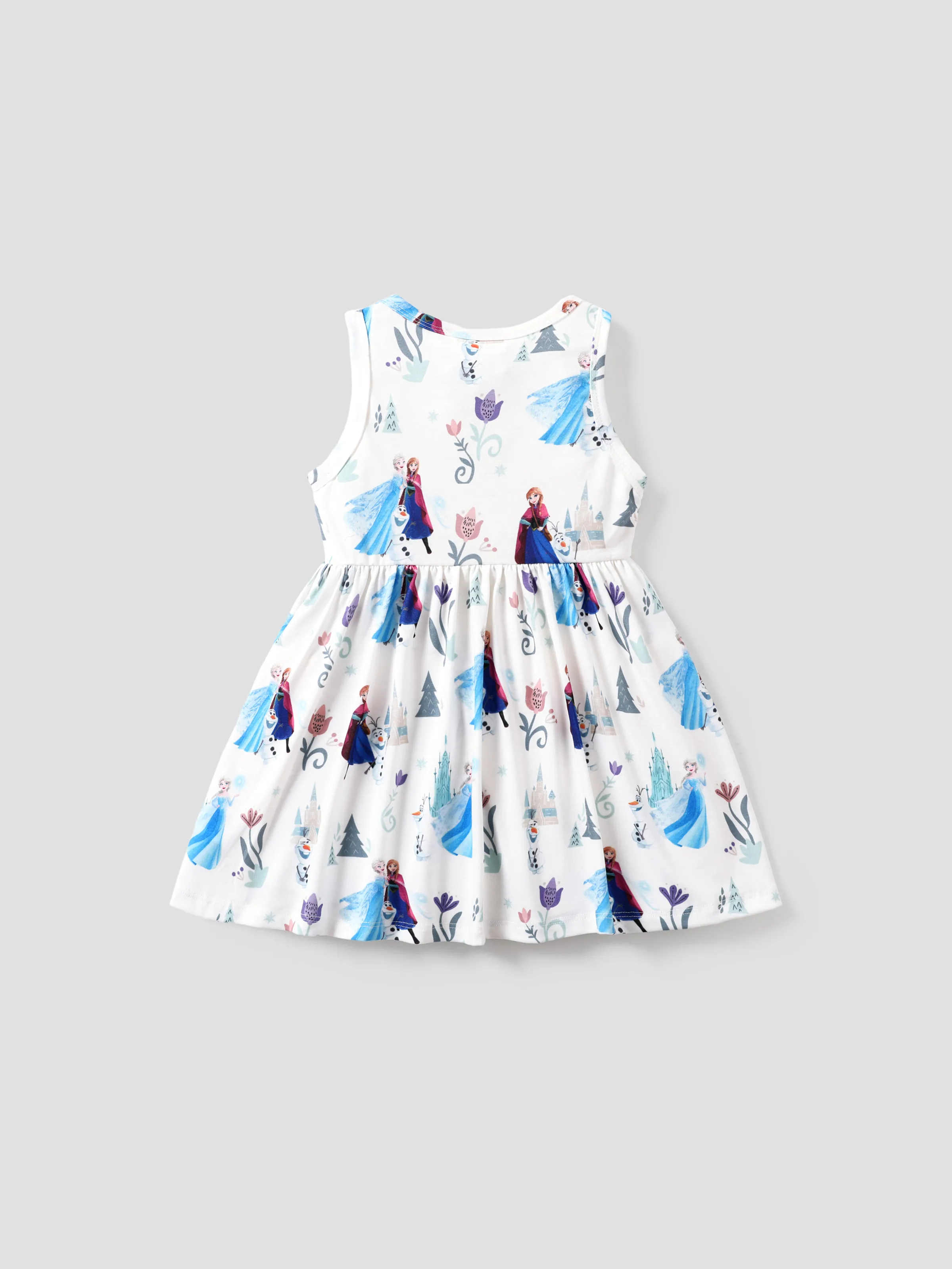 White - Disney Frozen Elsa & Anna 1pc Naia™ Character Print Ruffled/Sleeveless Dress - image 2