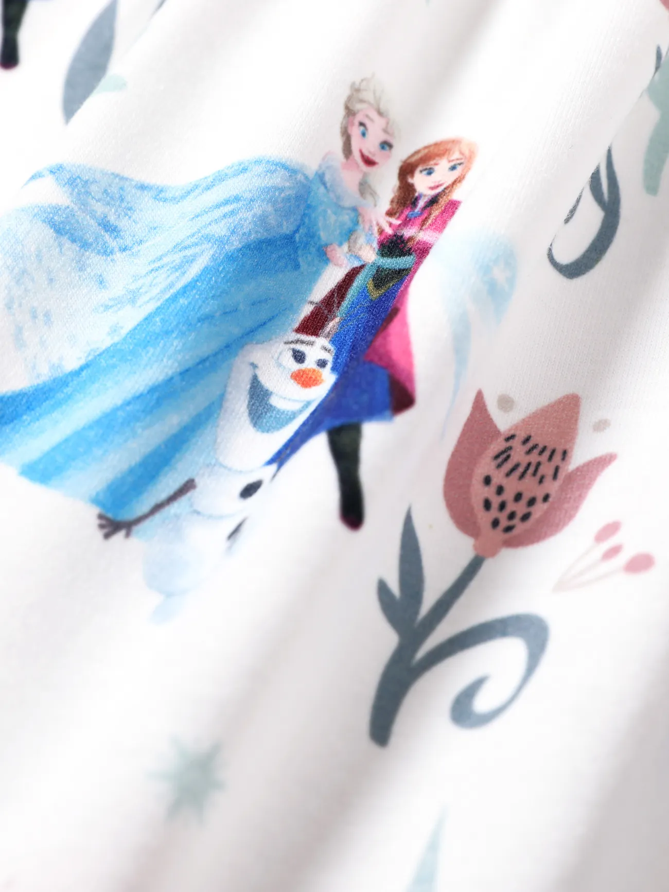 Disney Frozen Elsa & Anna 1pc Naia™ Character Print Ruffled/Sleeveless Dress White big image 1