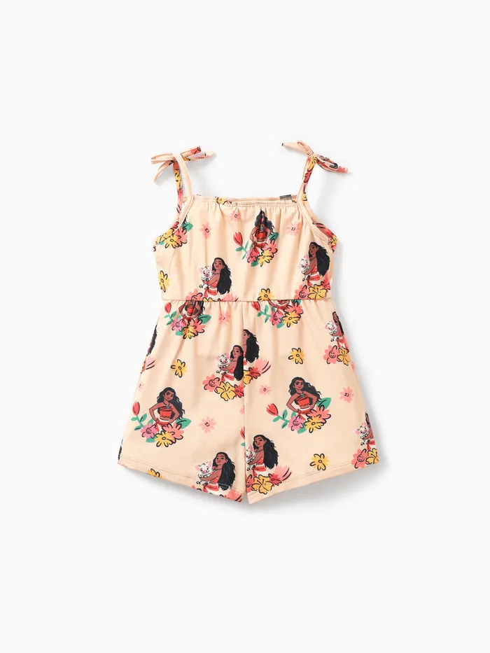 Disney Princess Moana/Ariel/Raiponce 1pc Toddler Girls Naia™ Personnage Imprimé Floral Spaghetti Strap Barboteuse
