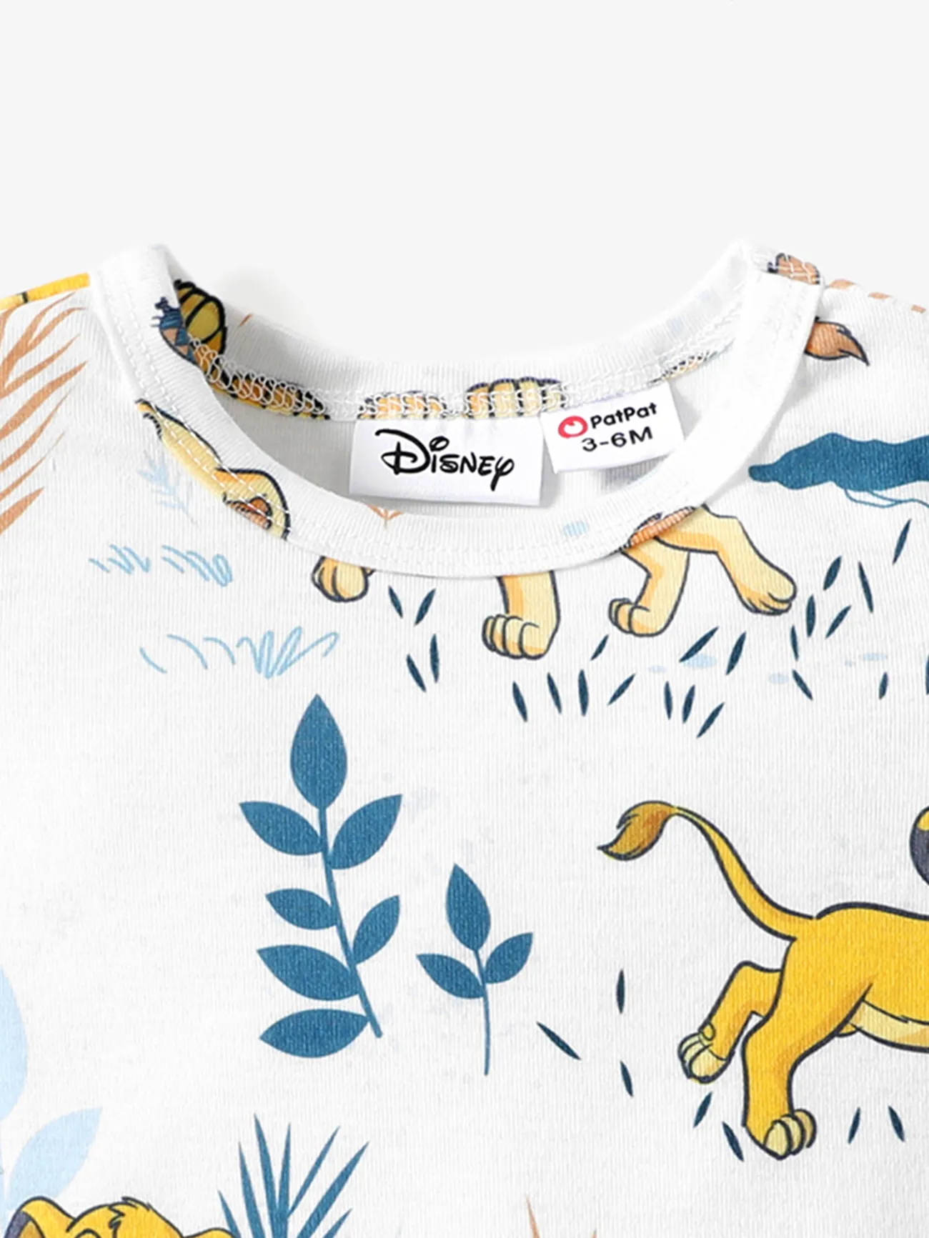 Disney Lion King Baby Boys/Girls Simba 1pc Naia™ Jungle Print Striped Romper GrayGreen big image 1