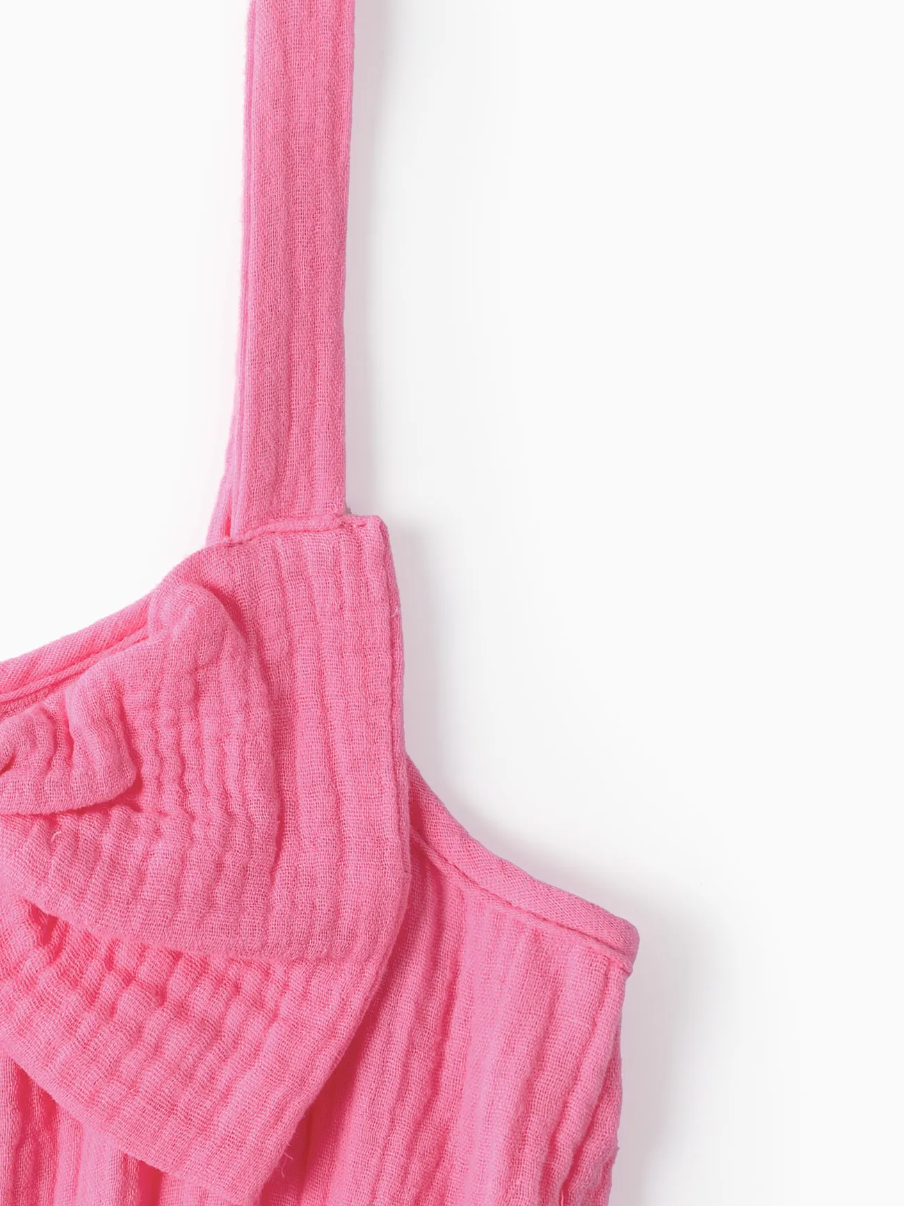Toddler Girls Sweet Hanging Strap Design Pink Cotton Romper Pink big image 1