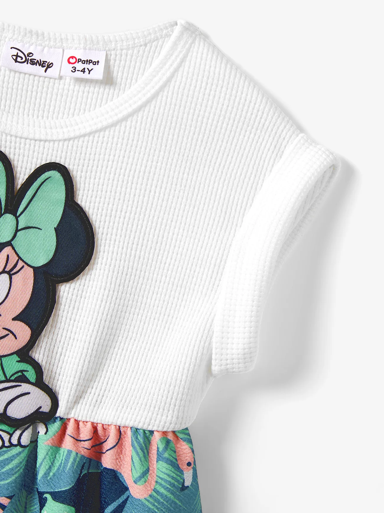 Girl - Disney Family Shirts with Tropical Botanical Print -Mickey & Minnie Mouse T-Shirts (Waffle Fabric) - greenwhite - image 9