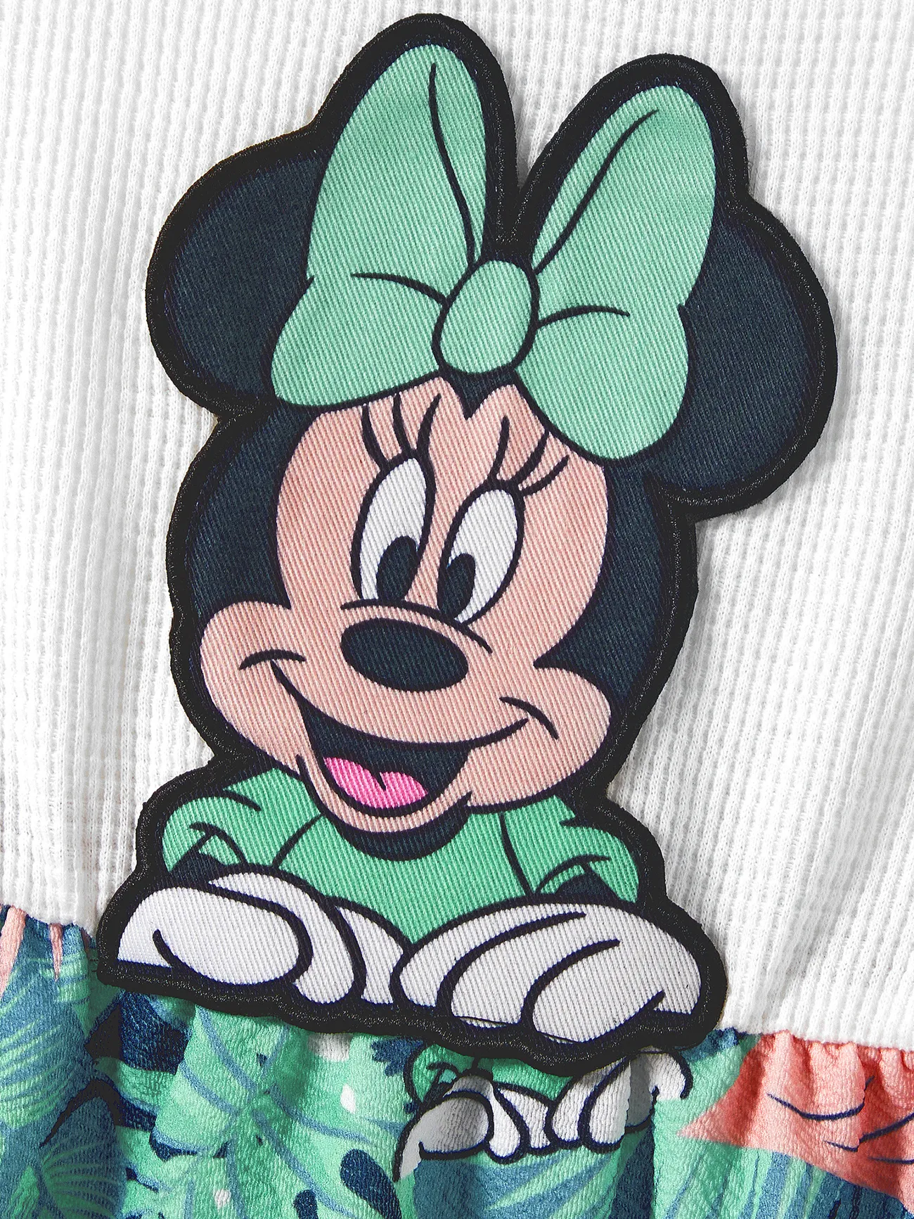 Disney Mickey and Friends Family Matching Tropical Botanical Print Waffle Fabric T-shirt/Dress greenwhite big image 1