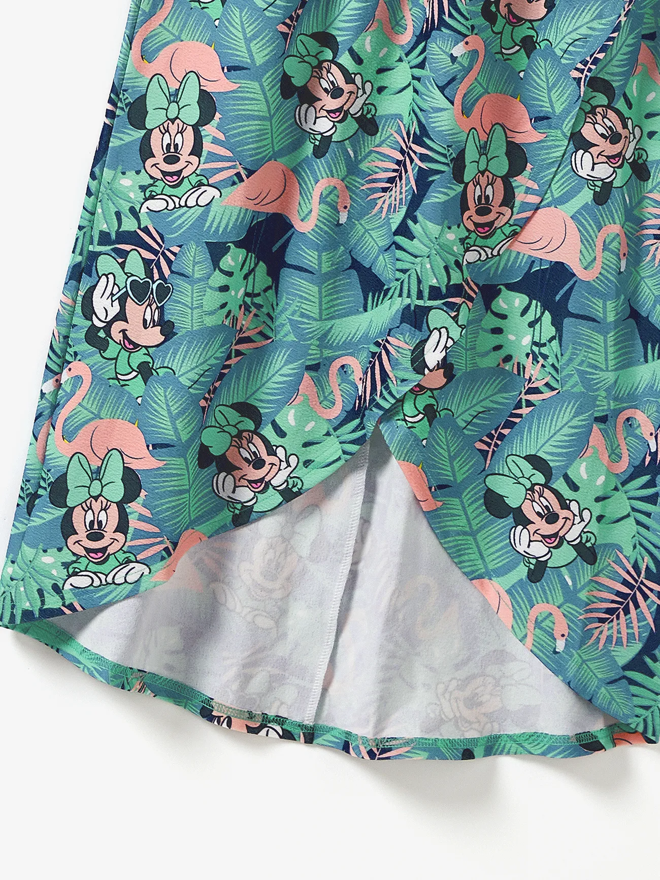 Women - Disney Family Shirts with Tropical Botanical Print -Mickey & Minnie Mouse T-Shirts (Waffle Fabric) - greenwhite - image 5