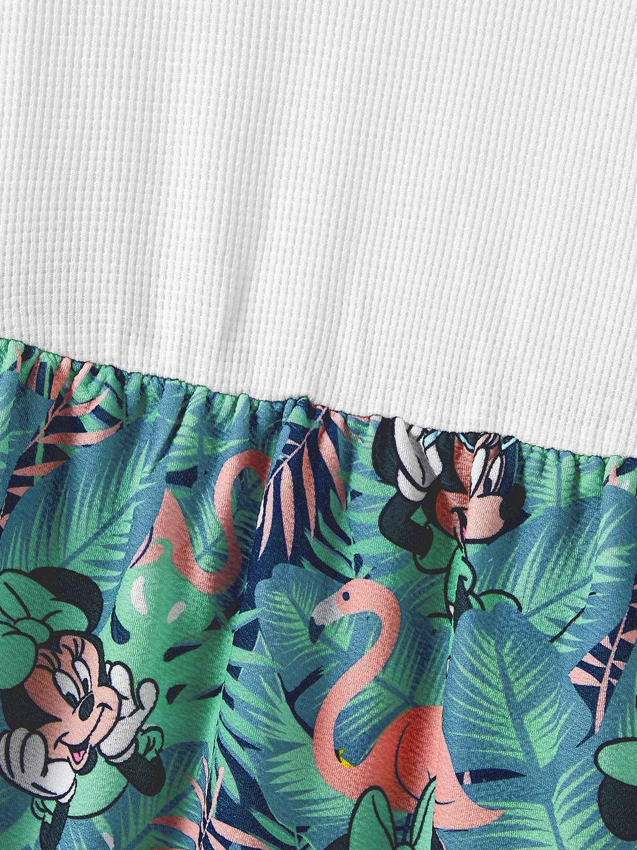 Women - Disney Family Shirts with Tropical Botanical Print -Mickey & Minnie Mouse T-Shirts (Waffle Fabric) - greenwhite - image 6