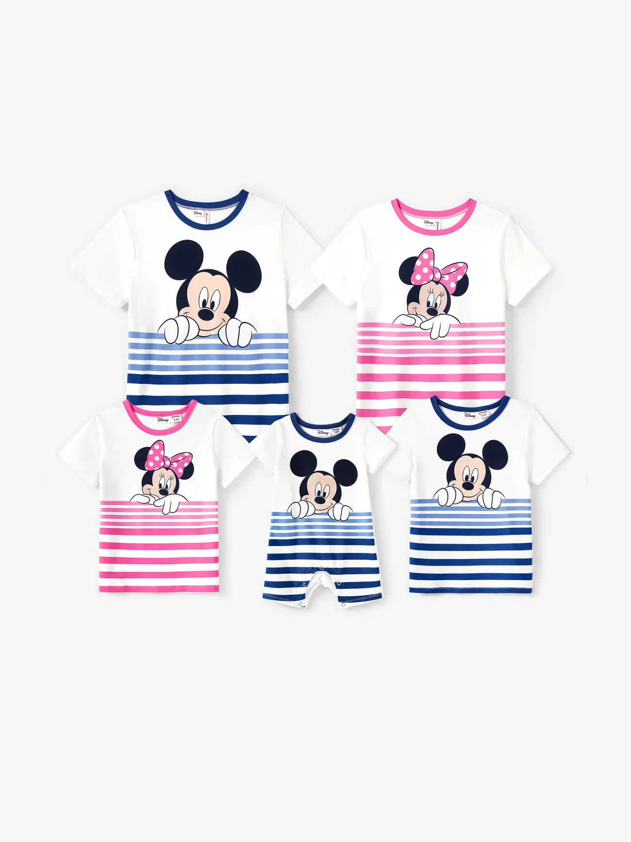 Disney Mickey and Friends Family Matching Naia™ Character Print Striped T-shirt/Romper COLOREDSTRIPES big image 1