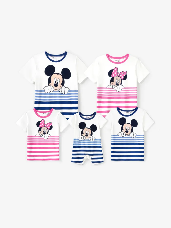 Disney Mickey e Amigos Família Combinando Naia™ Personagem Estampa T-shirt listrada / Romper