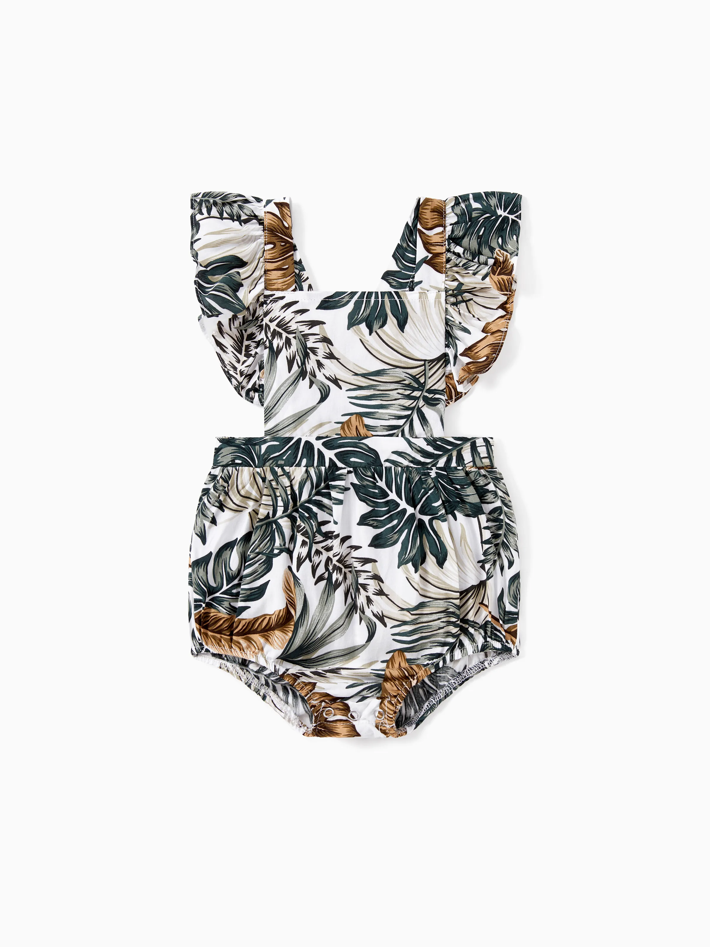 

Family Matching Sets Leaf Pattern Beach Shirt or Tie Knot Front Elastic Waist Co-ord Sets