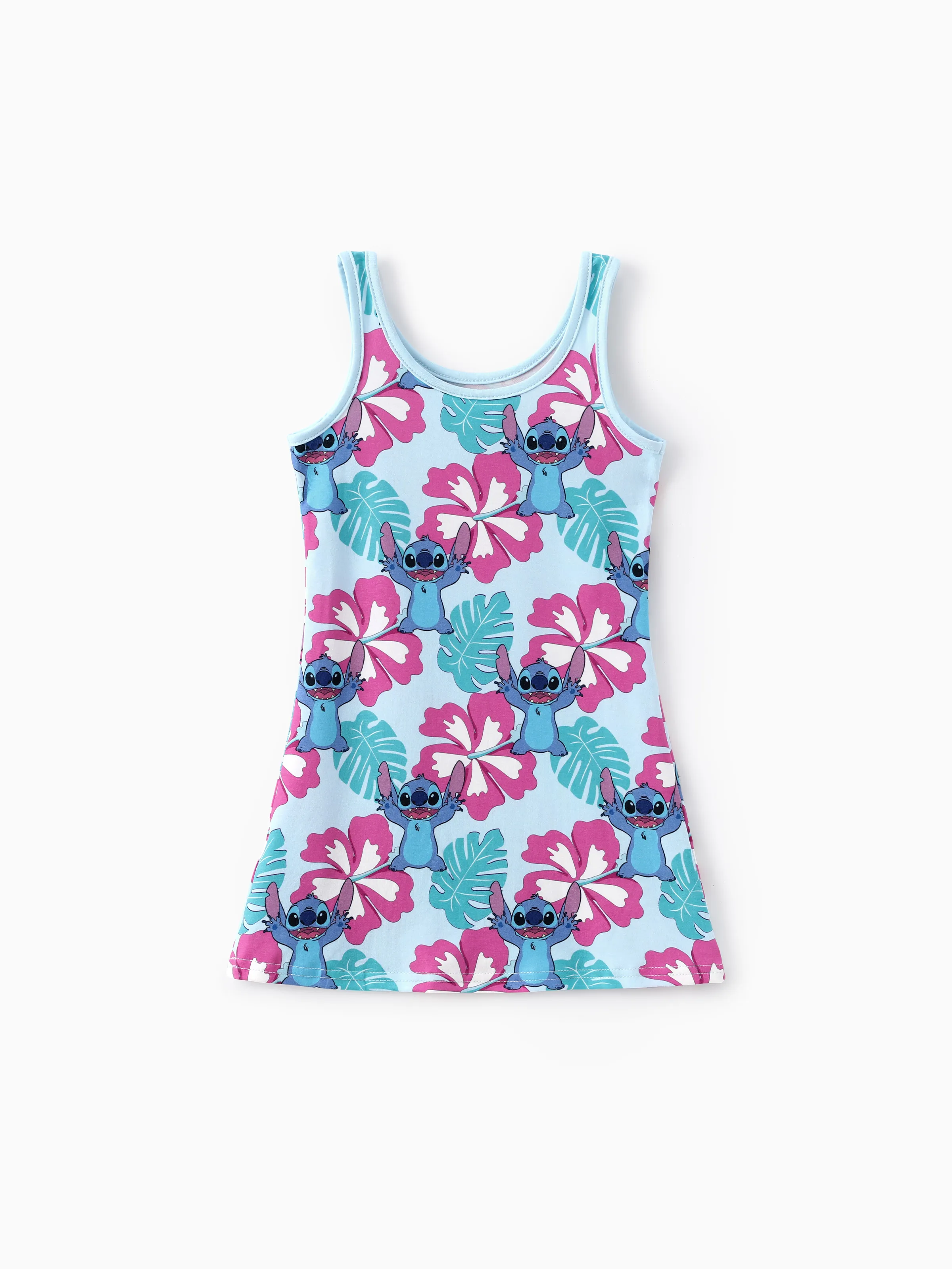 

Disney Stitch Toddler/Kid Girls 1pc Naia™ Hawaii Style Character Allover Print Sleeveless Dress