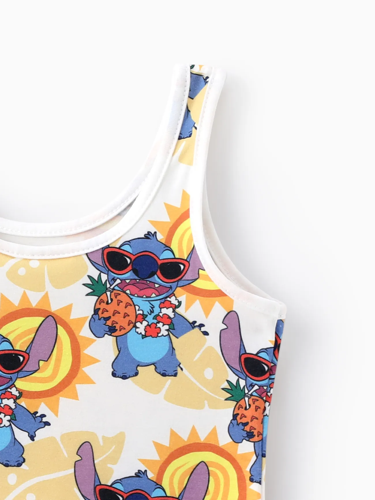 Disney Stitch Toddler/Kid Girls 1pc Naia™ Hawaii Style Character Allover Print  Sleeveless Dress Yellow big image 1