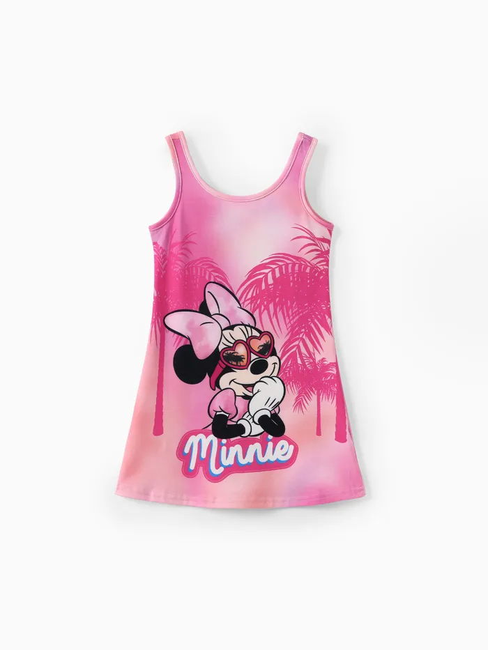 Disney Mickey and Friends Kleinkind / Kind Mädchen 1 Stück Naia™ Minnie / Daisy Ärmelloses Kleid mit Batikdruck