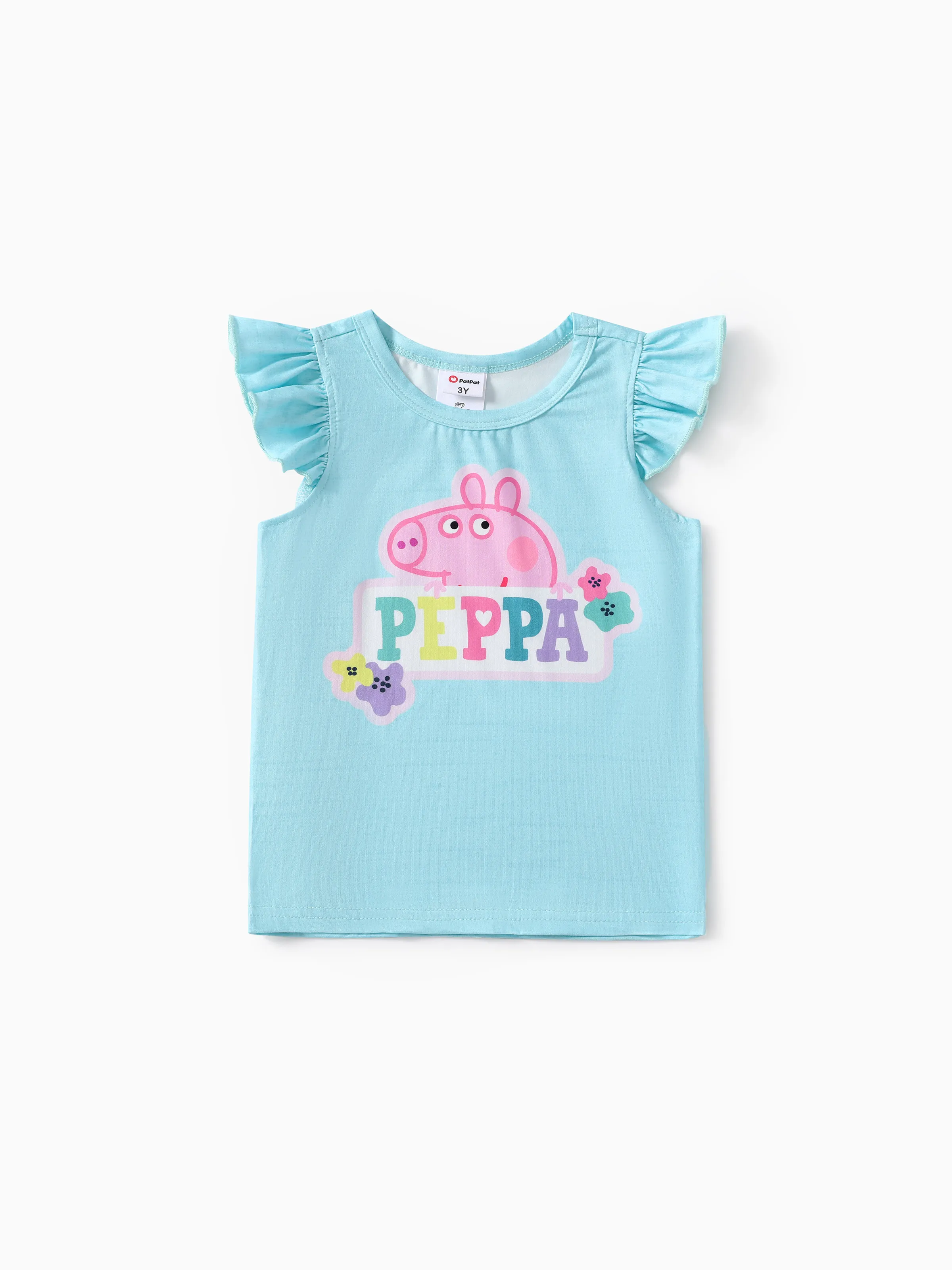 

Peppa Pig Toddler Girls 1pc Rainbow Floral Character Print Flutter-sleeve Top