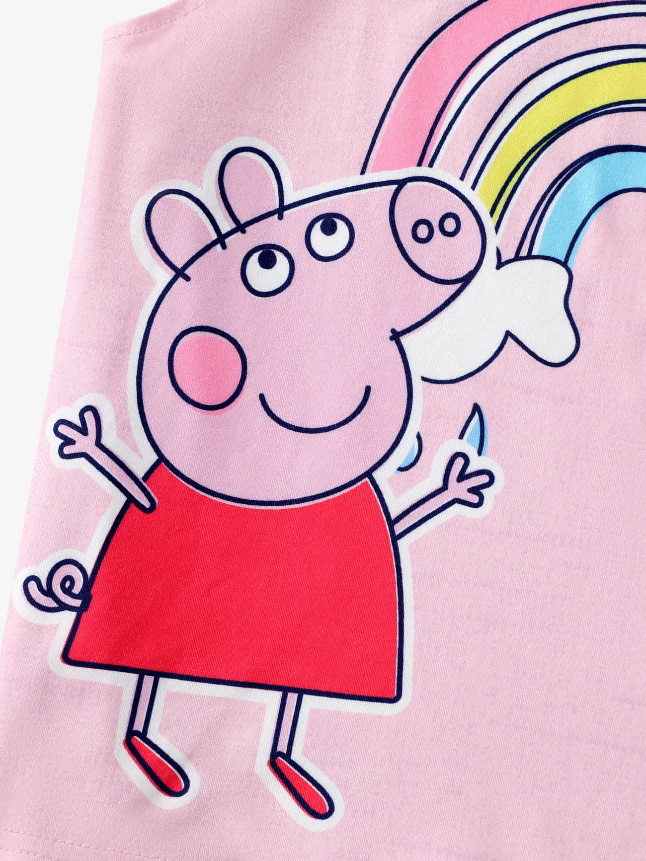 Peppa Pig Criança Menina Mangas franzidas Infantil Manga curta T-shirts Rosa big image 1