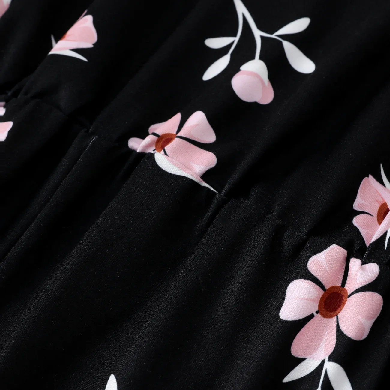 Neckholder-Jumpsuit für Mädchen mit Blumenprint schwarz big image 1