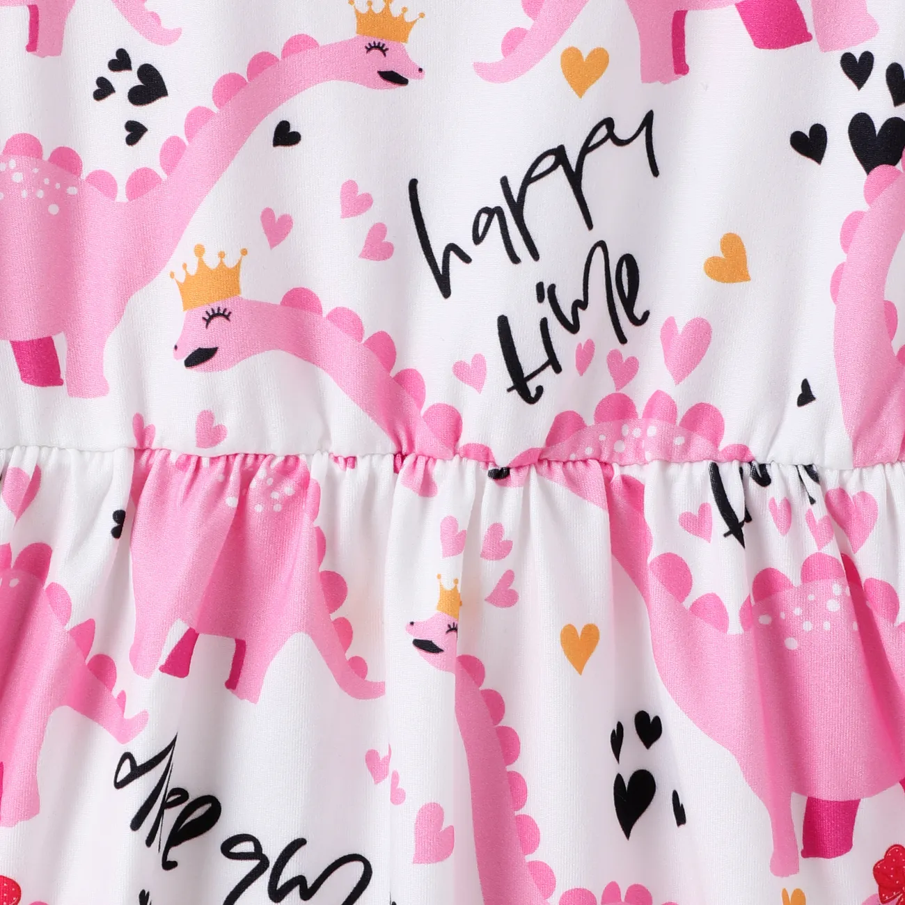 Toddler Girl Animal Dinosaur Print Sleeveless Dress Pink big image 1