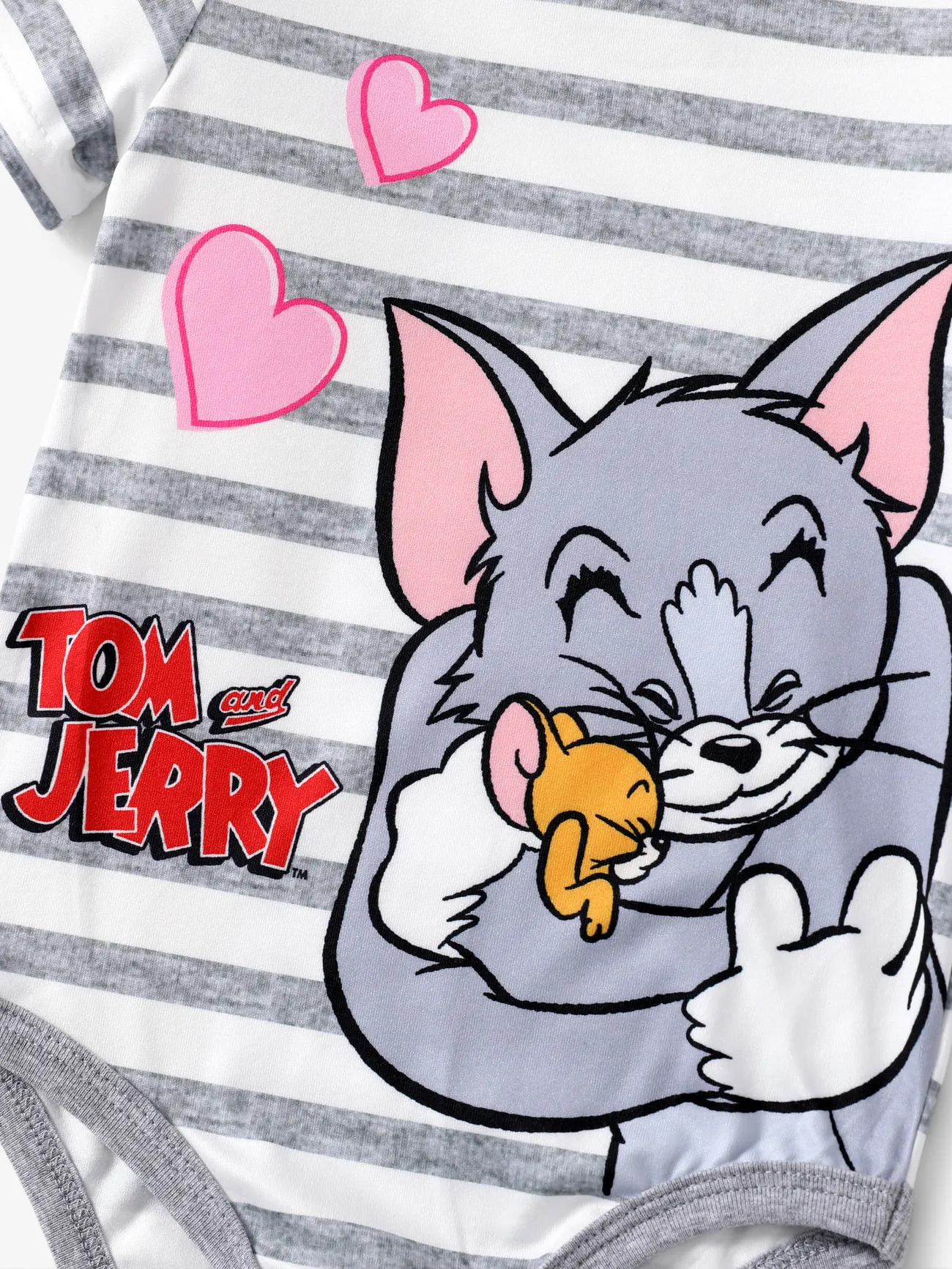 Tom and Jerry Baby Girls/Boys 1pc Heart Lovely Character Striped Print Onesie
 MiddleAsh big image 1