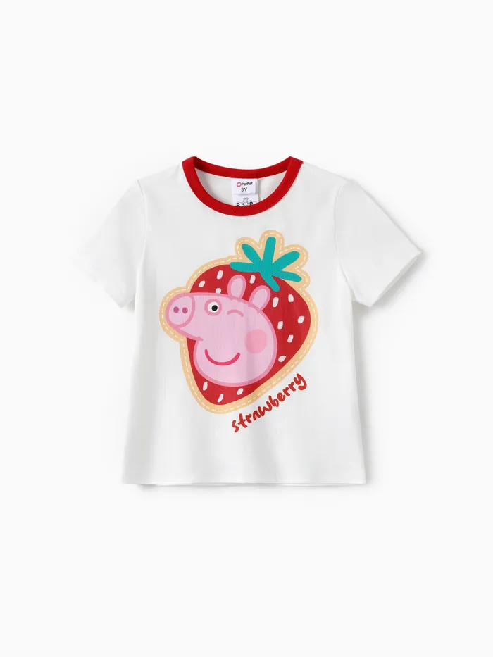 Peppa Pig Toddler Girls 1pc Camiseta con estampado de personajes de fresa dulce 