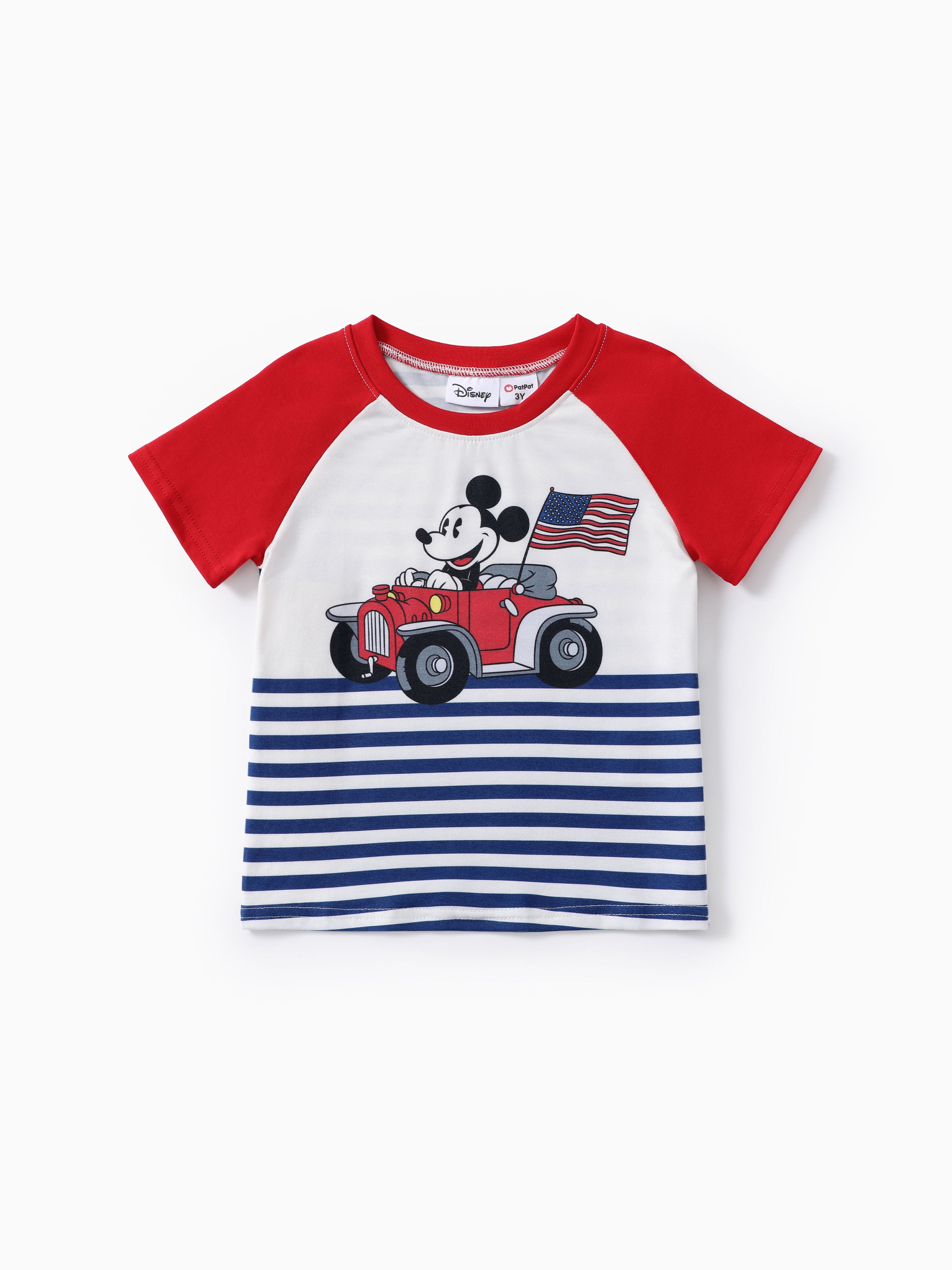 

Disney Mickey and Friends Toddler Boys Independence Day 1pc Naia™ Character Car Print Striped Tee