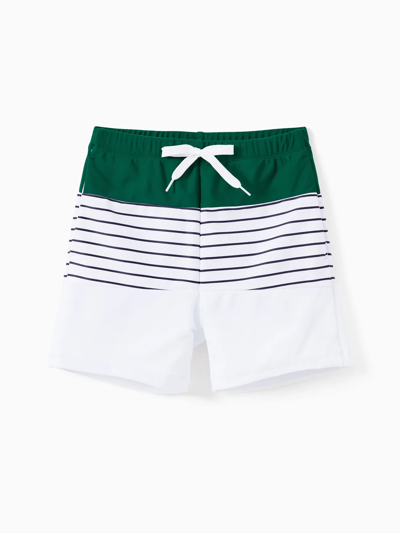 Boy - Quick Dry Swimsuits for the Whole Family -White Striped Top Green Bottom - Green - image 12