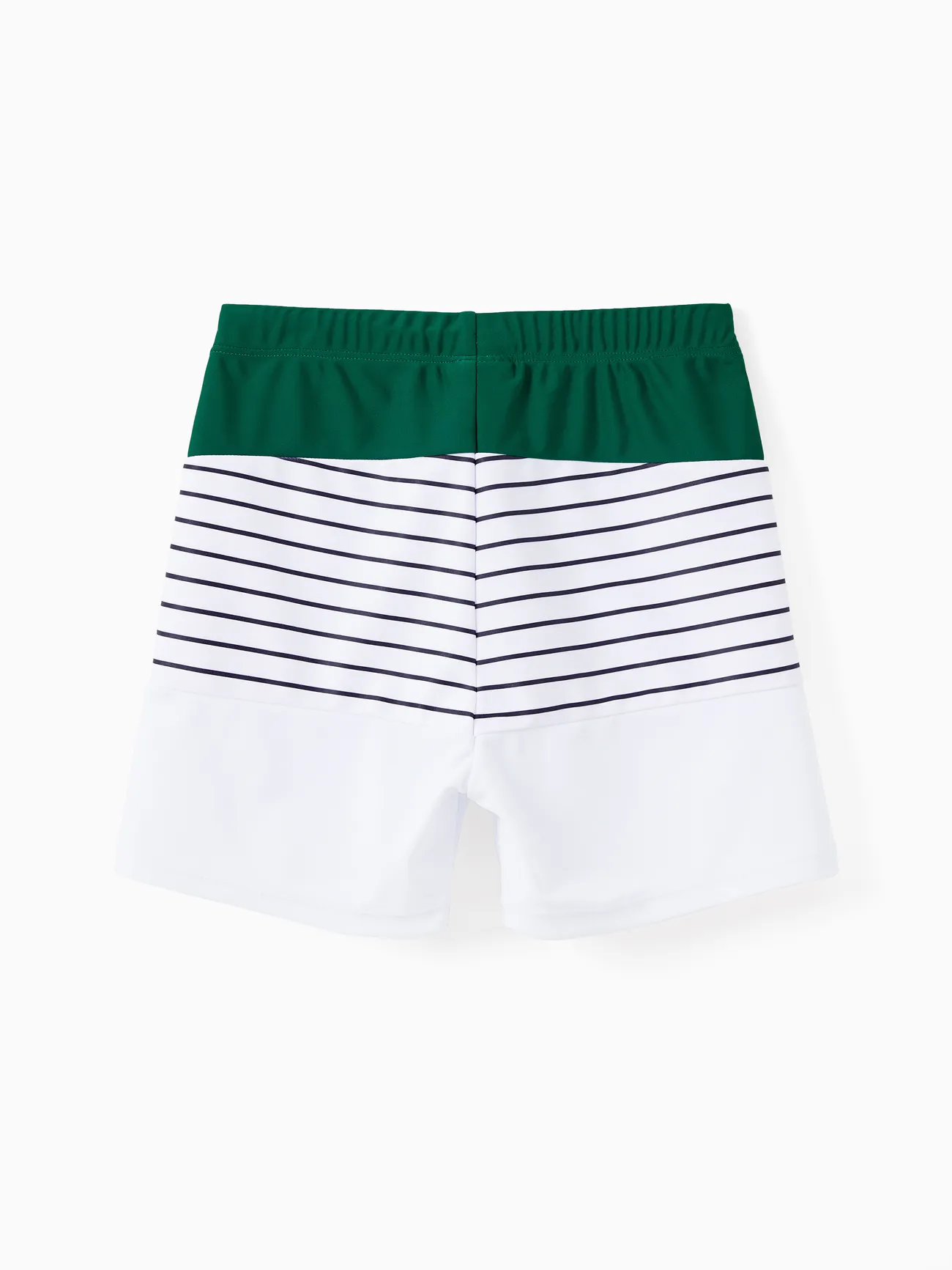 Boy - Quick Dry Swimsuits for the Whole Family -White Striped Top Green Bottom - Green - image 14