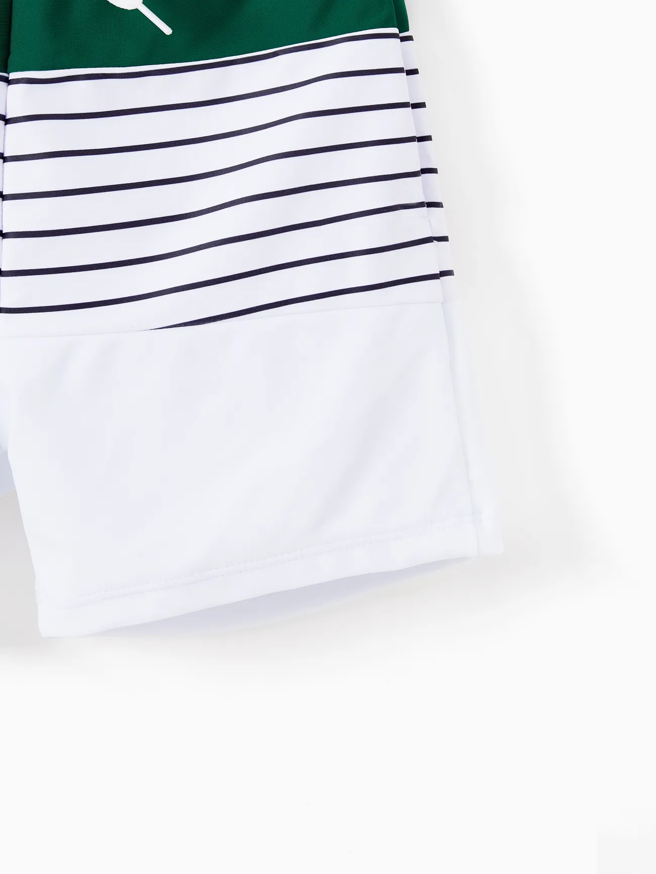 Boy - Quick Dry Swimsuits for the Whole Family -White Striped Top Green Bottom - Green - image 16