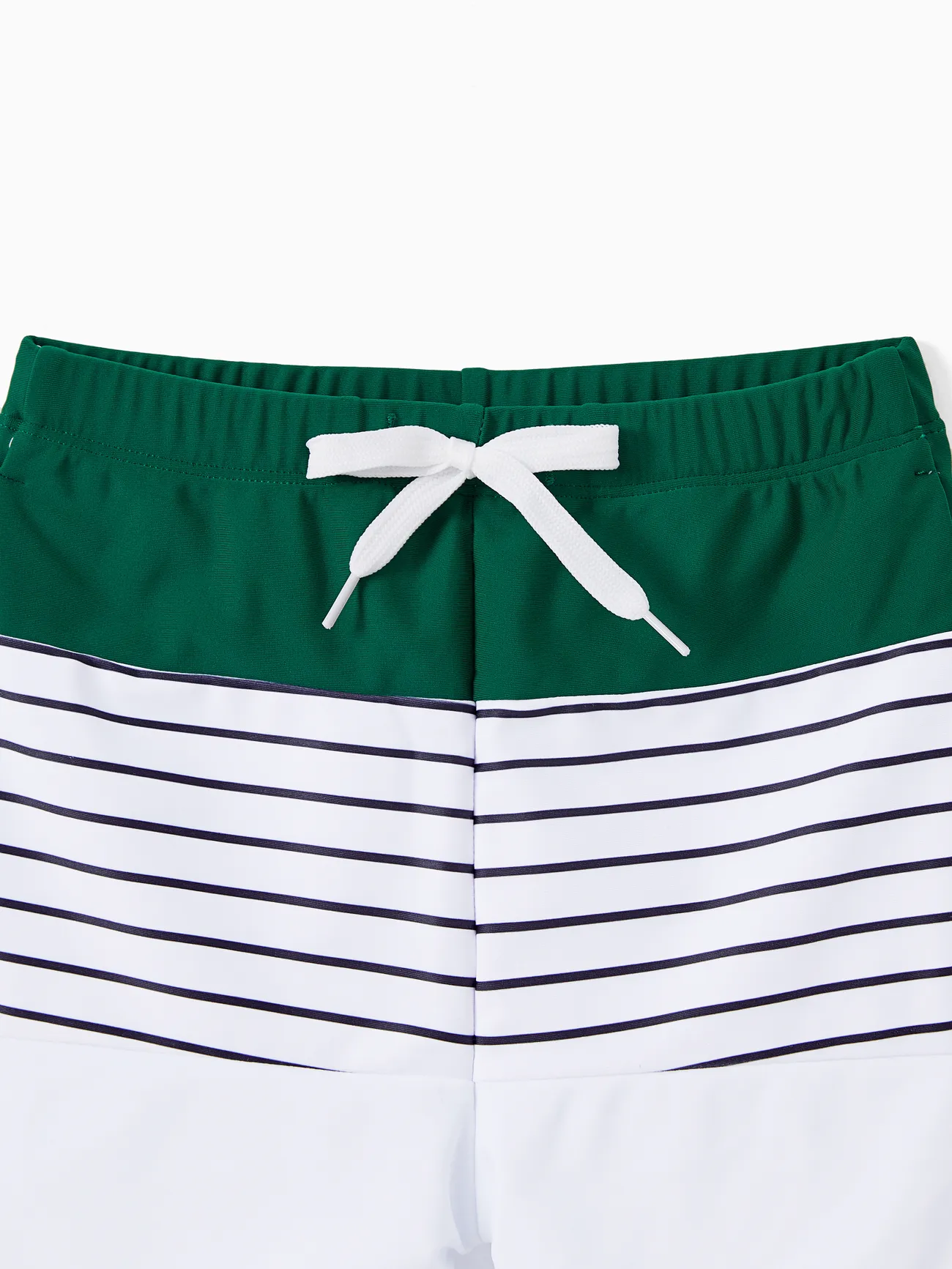 Boy - Quick Dry Swimsuits for the Whole Family -White Striped Top Green Bottom - Green - image 15