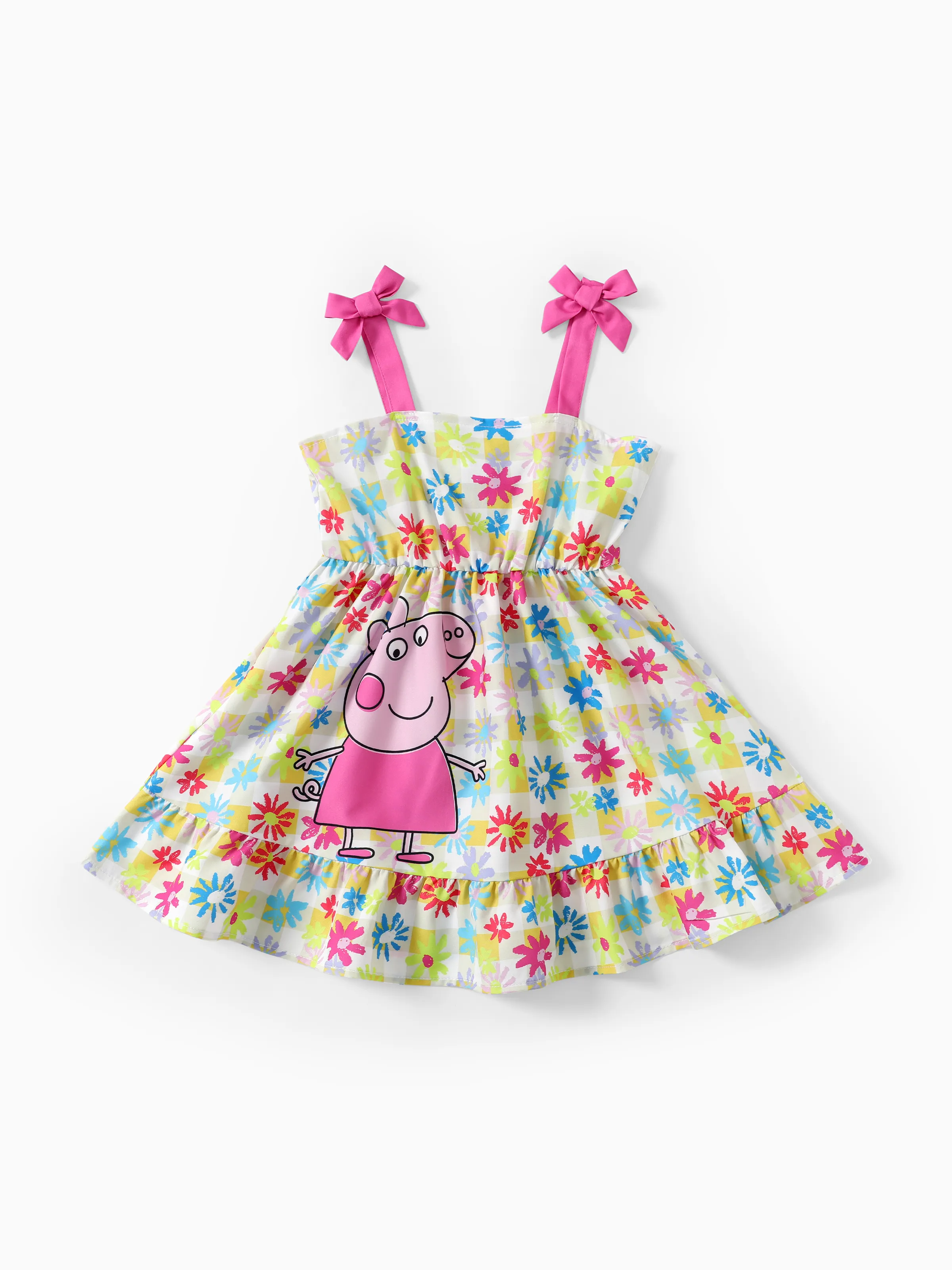 

Peppa Pig Toddler Girls 1pc Floral Character Print Bowknot Strap Sleeveless Dress