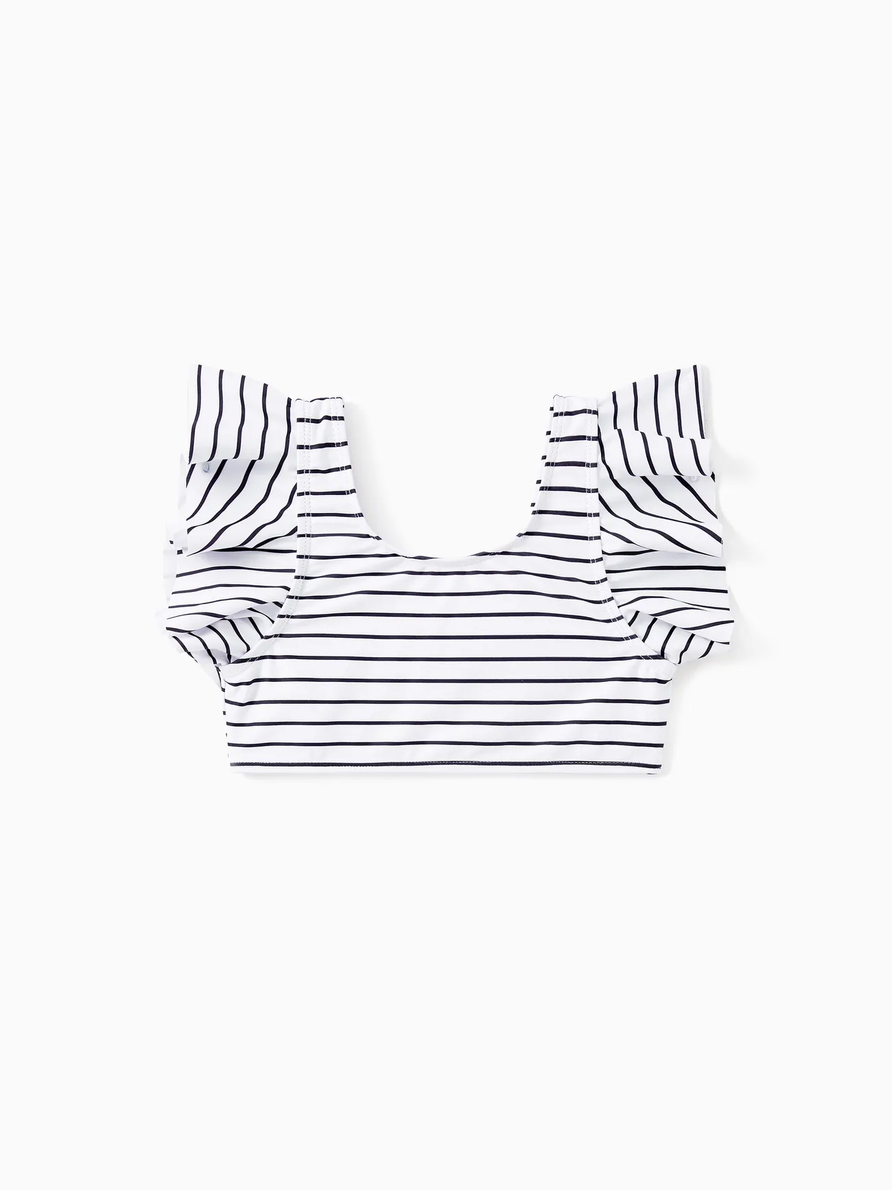 Girl - Quick Dry Swimsuits for the Whole Family -White Striped Top Green Bottom - Green - image 9