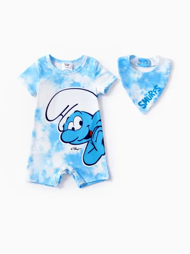 

The Smurfs Baby Boys/Girls 2pcs Naia™ Tie-dye fun Character Print Onesie with Saliva Towel Set