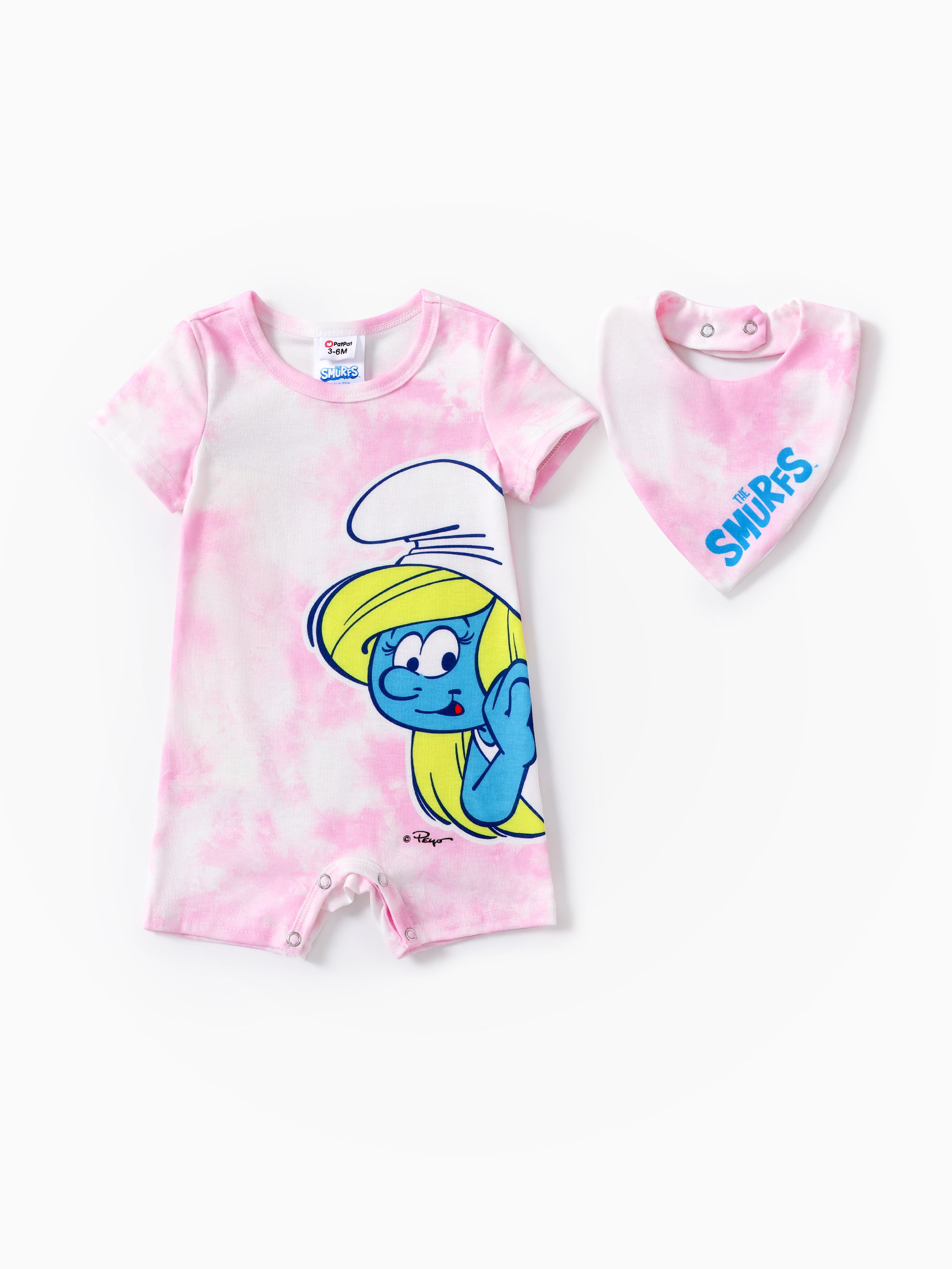 

The Smurfs Baby Boys/Girls 2pcs Naia™ Tie-dye fun Character Print Onesie with Saliva Towel Set