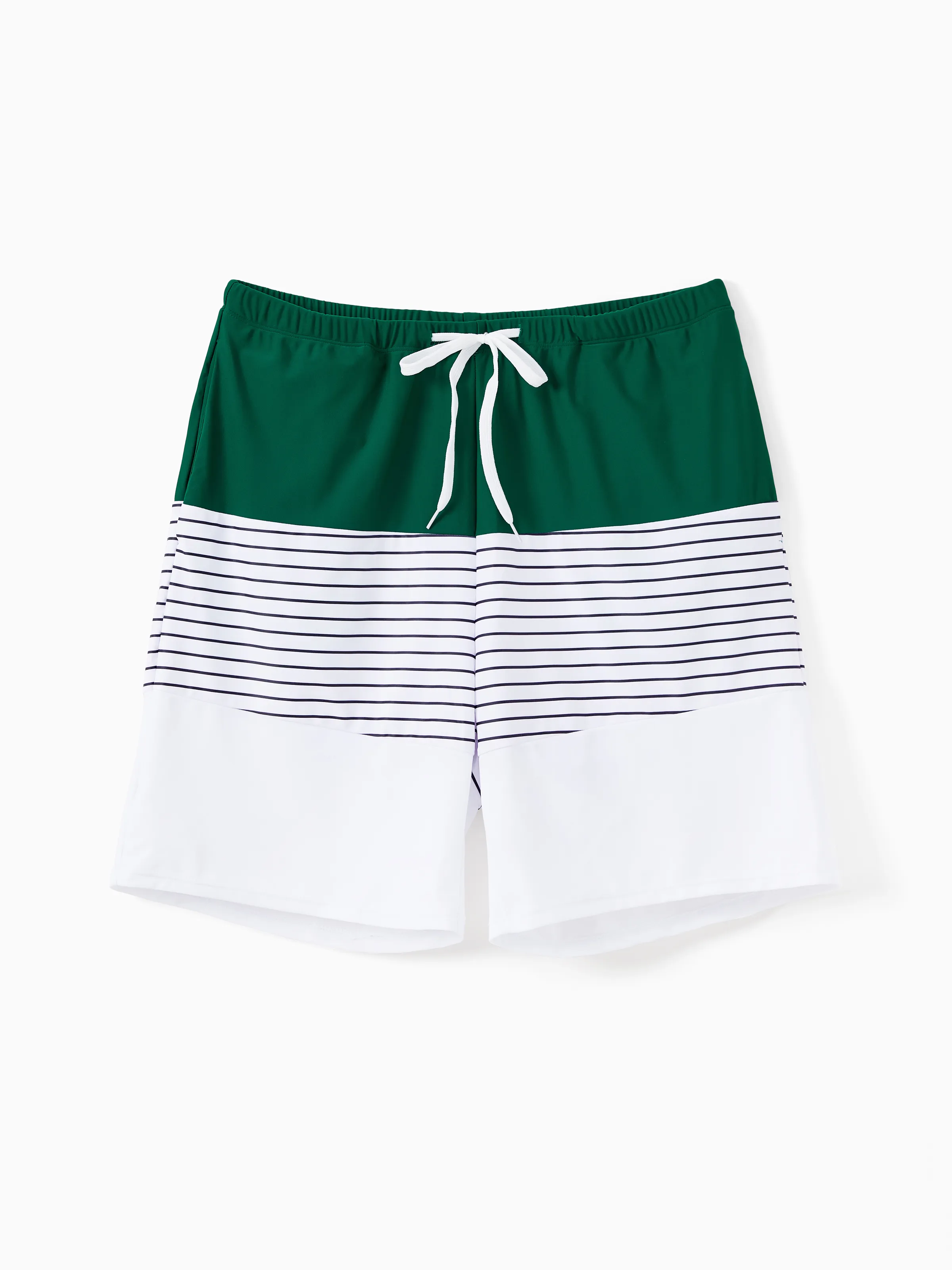 

Family Matching Color Block Drawstring Swim Trunks or Stripe Cross Front Two-Piece Swimsuit (Quick-Dry)