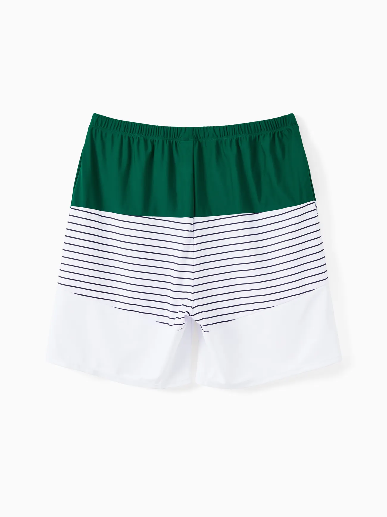 Men - Quick Dry Swimsuits for the Whole Family -White Striped Top Green Bottom - Green - image 18