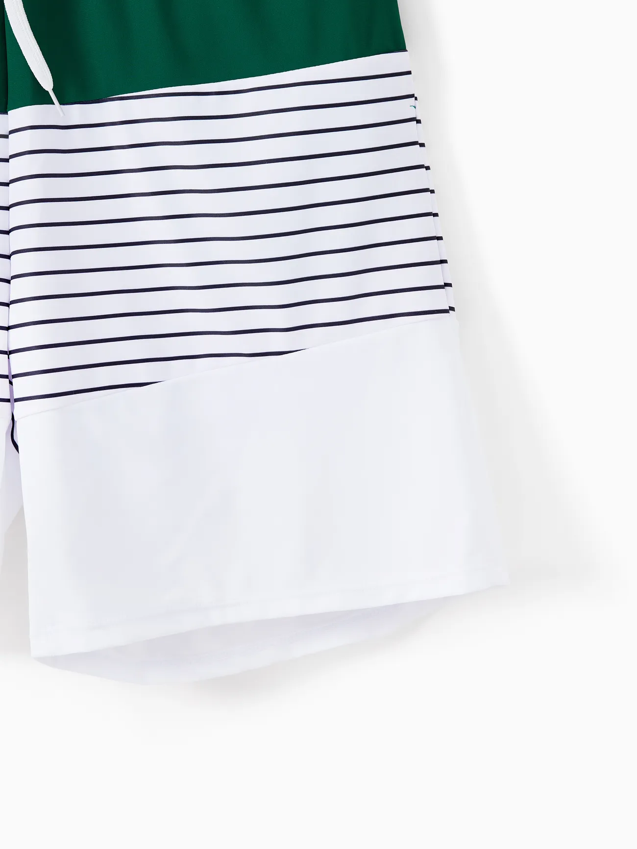 Men - Quick Dry Swimsuits for the Whole Family -White Striped Top Green Bottom - Green - image 21