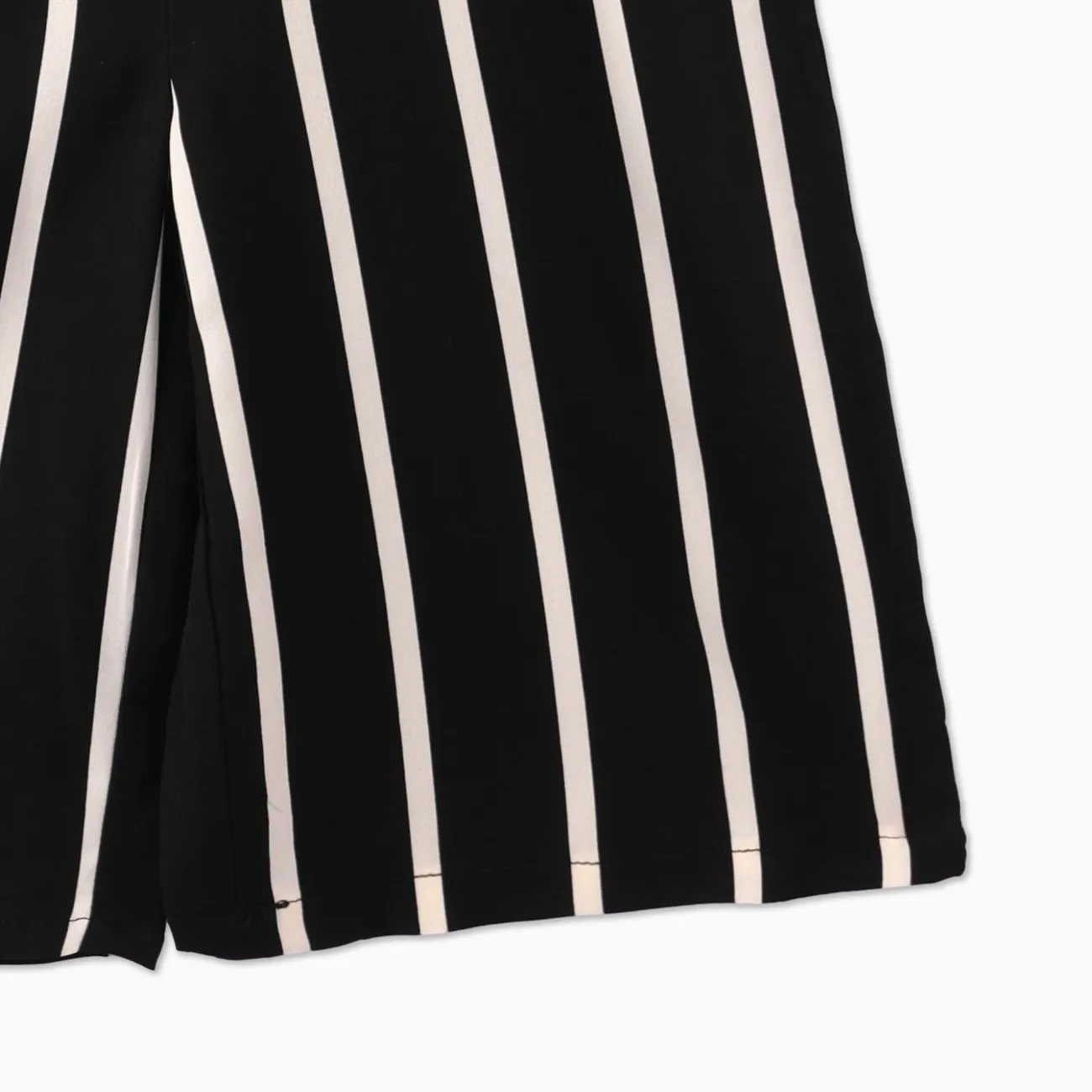 Kid Girl Stripe Surplice Neck Belted Cami Jumpsuits Black big image 1