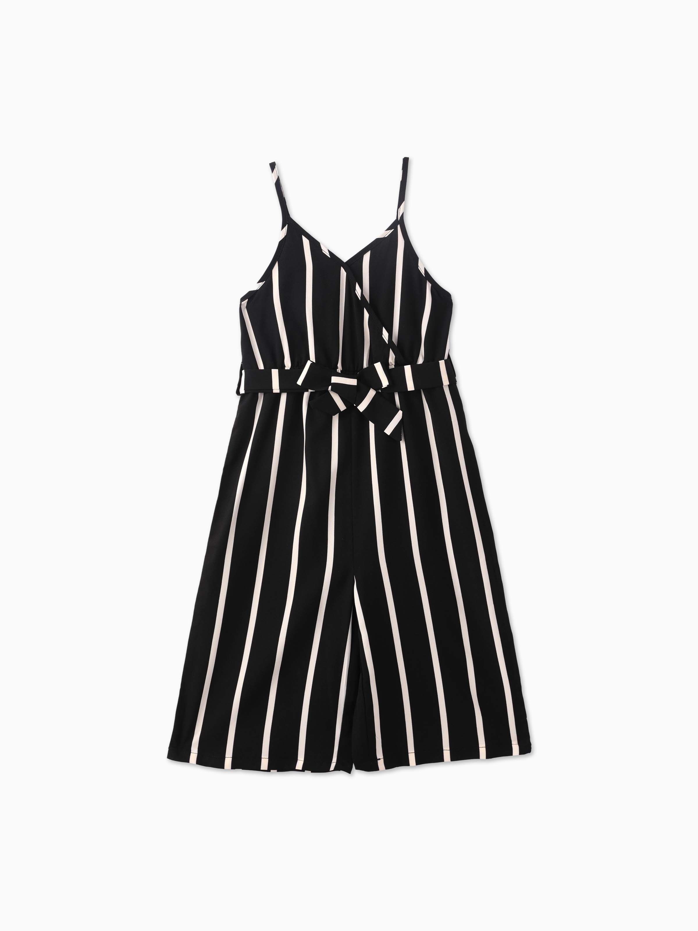 

Kid Girl Stripe Surplice Neck Belted Cami Jumpsuits