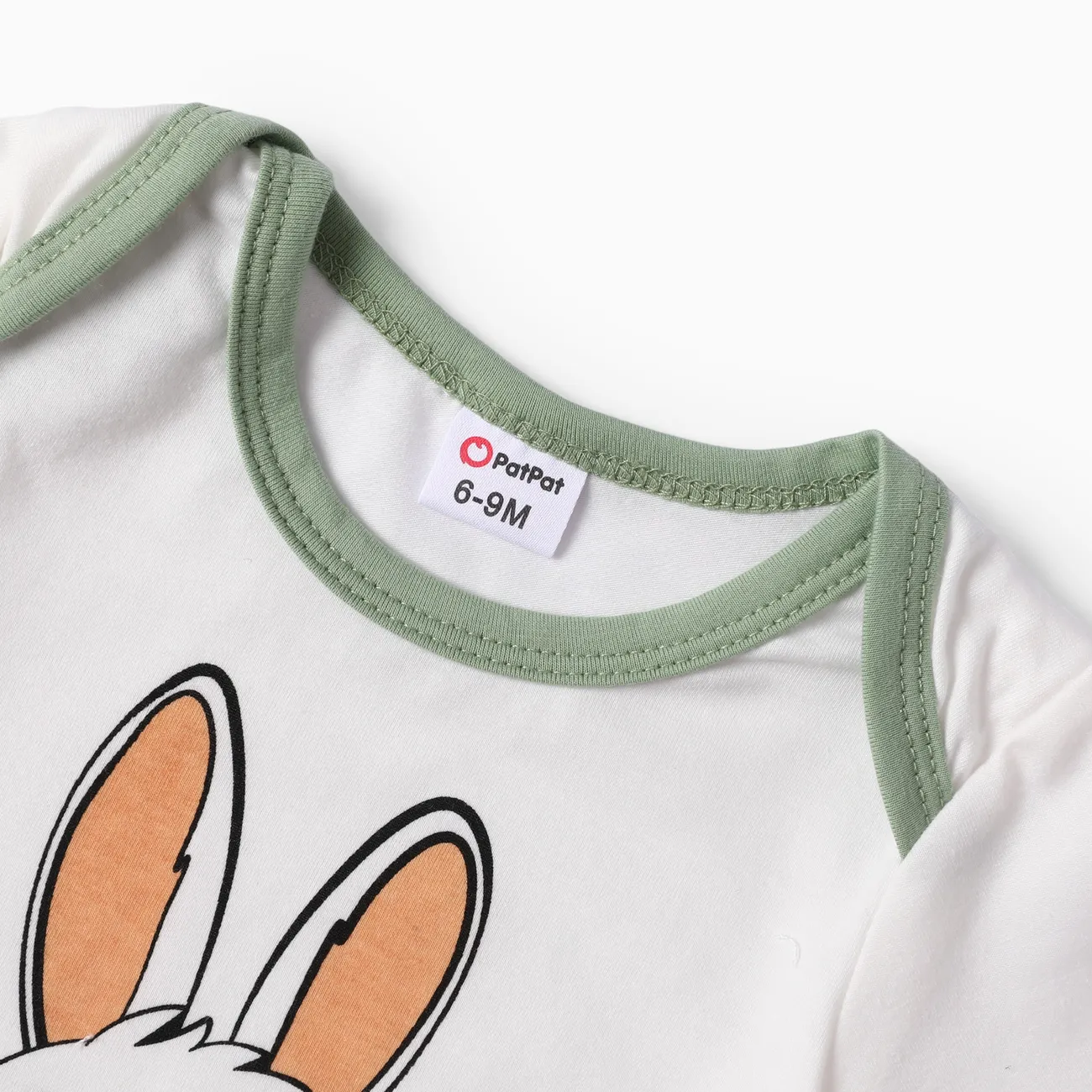 Baby Boy Rabbit Cute Animal Pattern Short Sleeve Romper  White big image 1