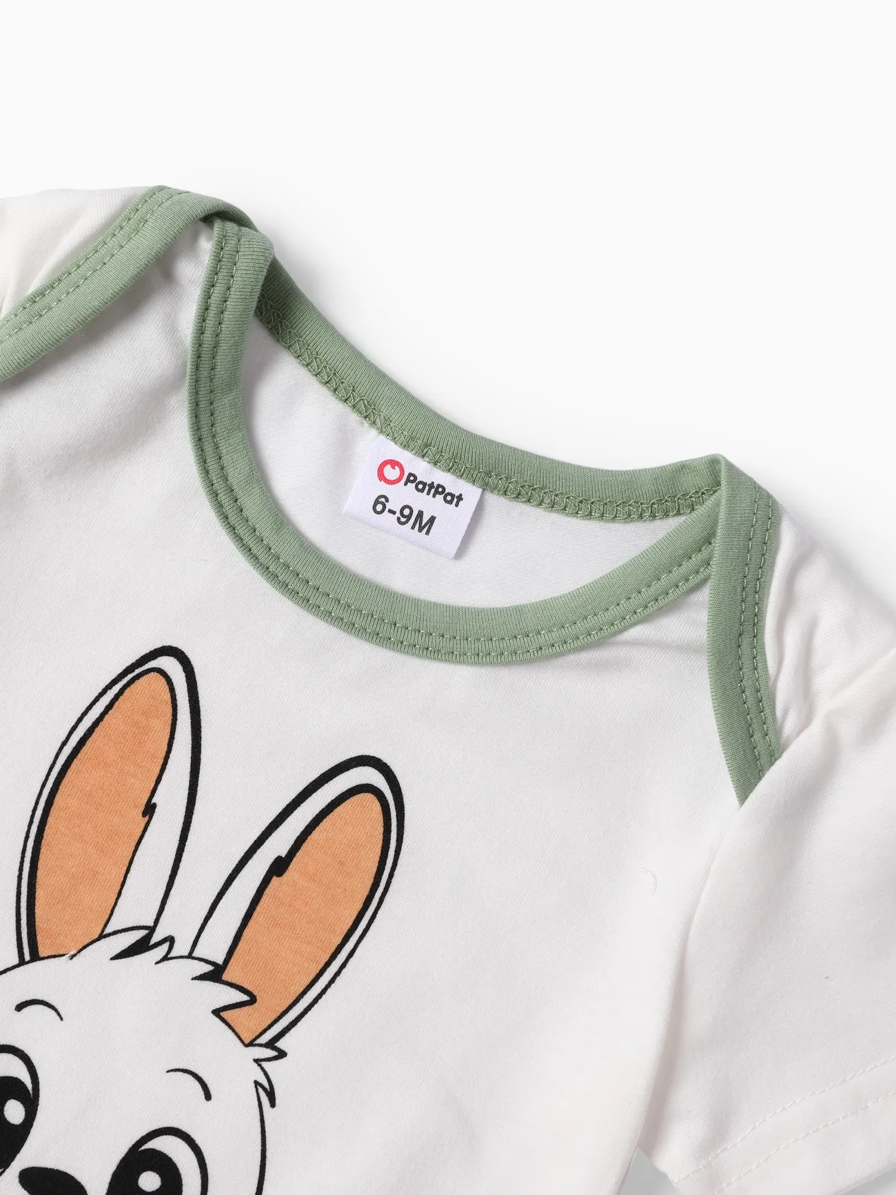 Baby Boy Rabbit Onesie Cute Animal Pattern Short Sleeve Romper White big image 1