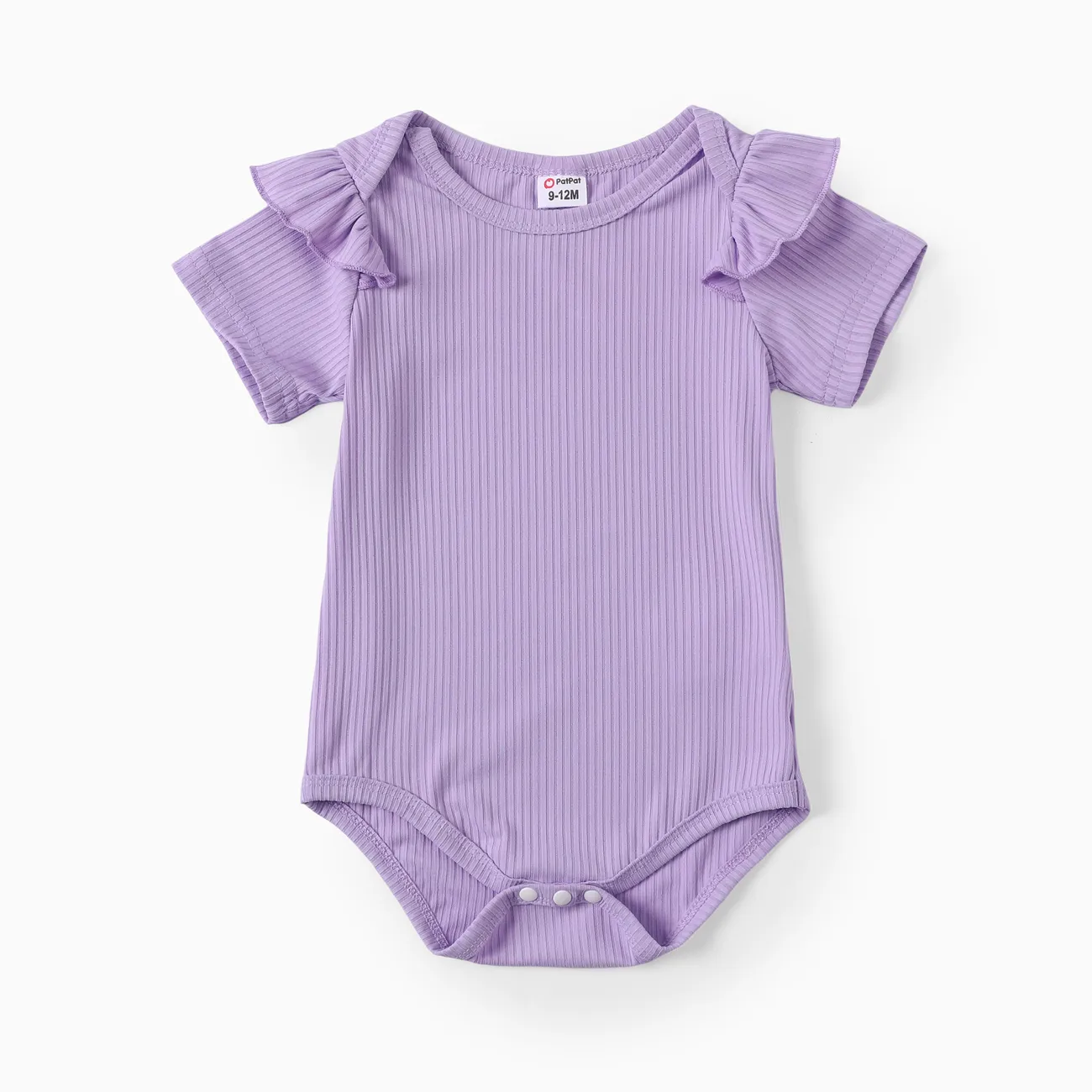 3pcs Baby Girl Sweet Flutter Sleeve Romper  Purple big image 1