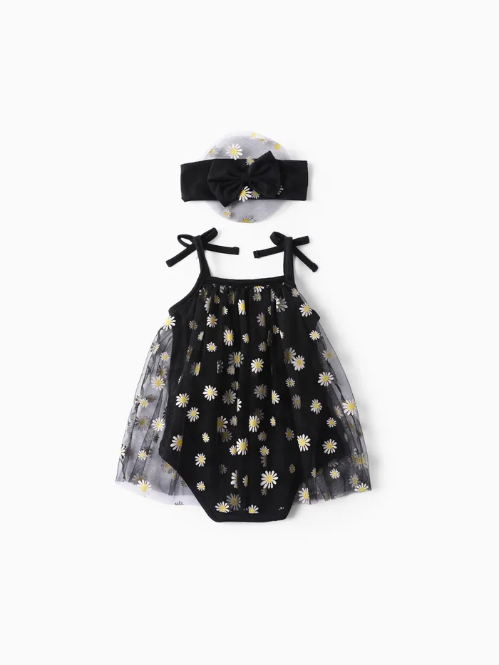 Baby Girl 2pcs Little Daisy Mesh Dress with Headband