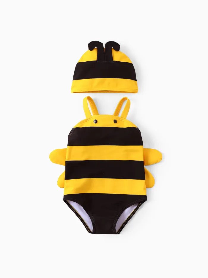 Childlike 3D Honeybee Swimwear Set for Baby Girls