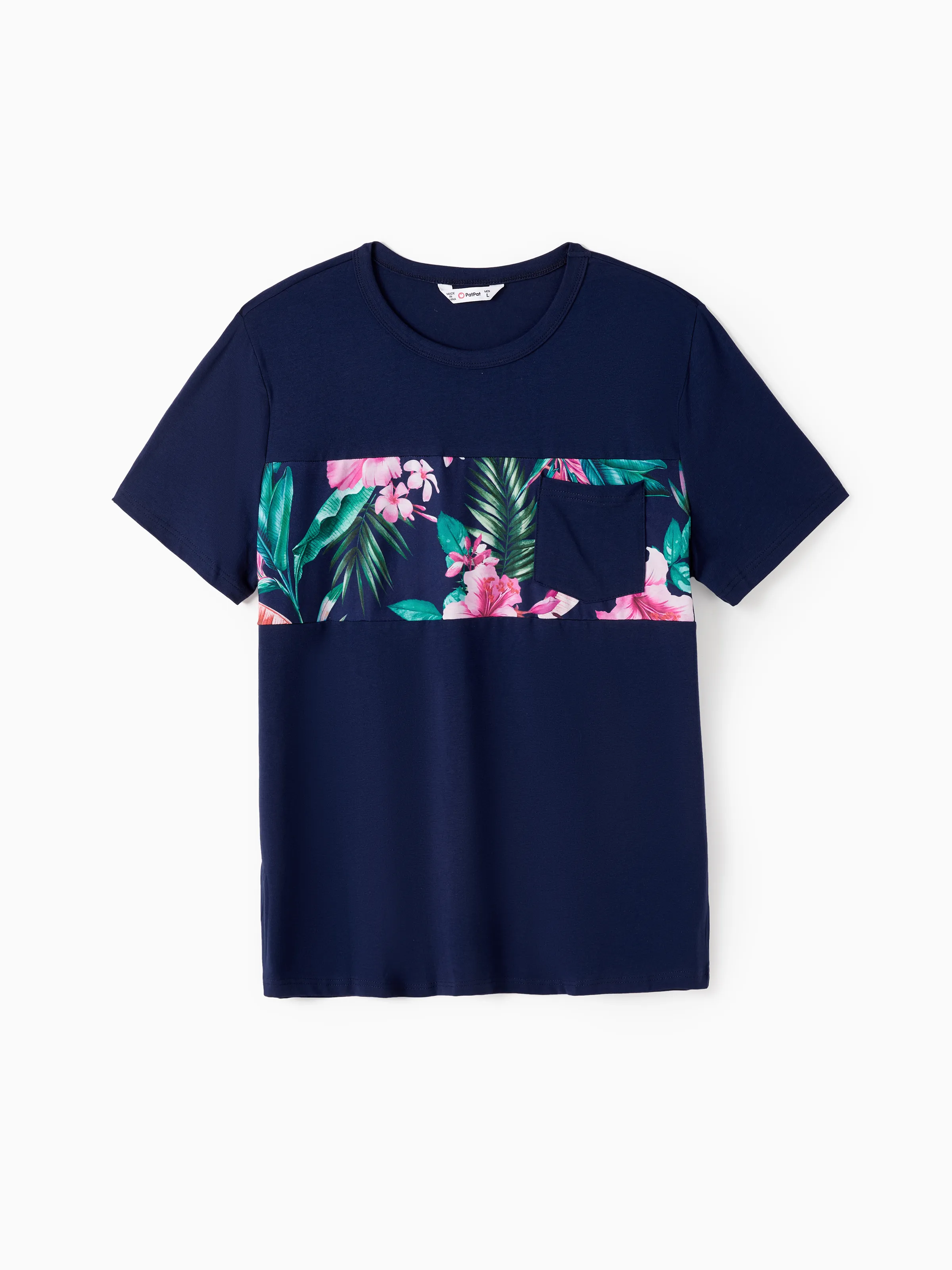 

Family Matching Floral Panel Tee and Flower Pattern Ruffle Hem Strap Dress Sets
