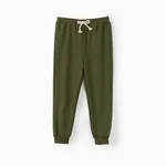 Pantalones deportivos deportivos de color sólido para niños pequeños / niñas Ejercito verde