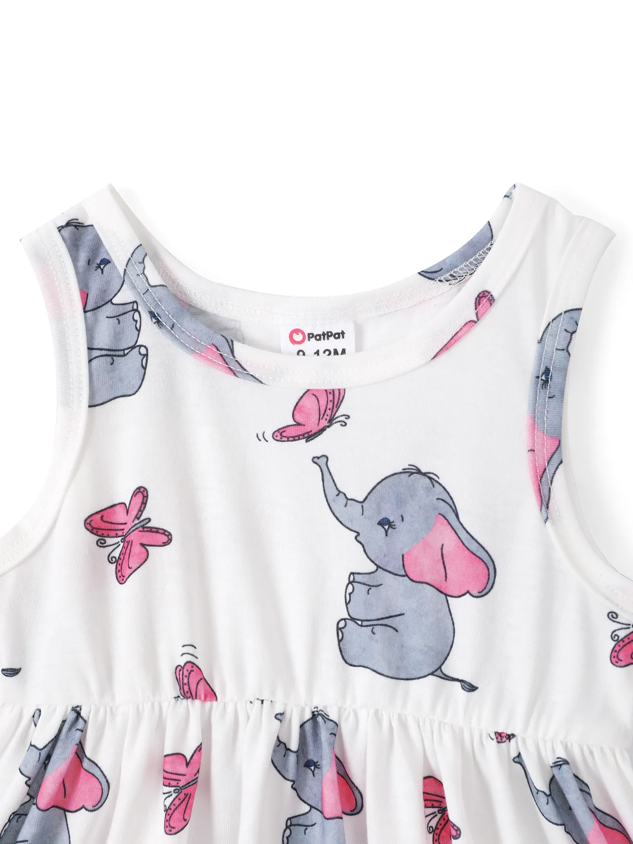 2pcs Baby Girl Pink Cardigan and Elephant Print Dress Set Pink big image 1