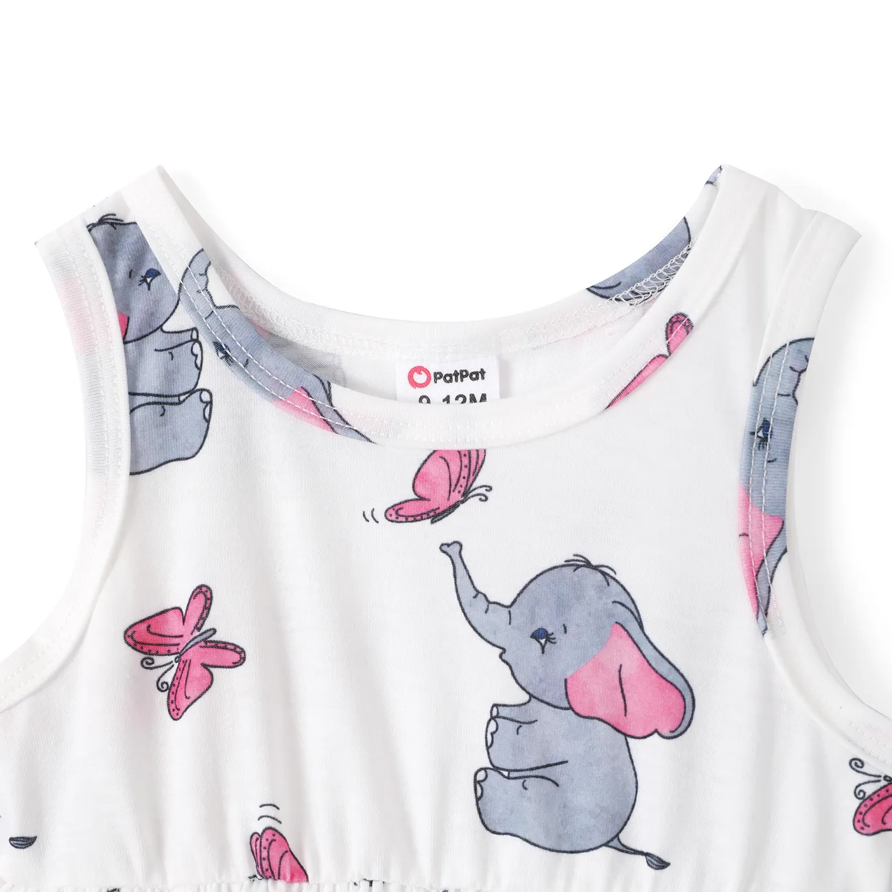 2pcs Baby Girl Pink Cardigan and Elephant Print Dress Set Pink big image 1