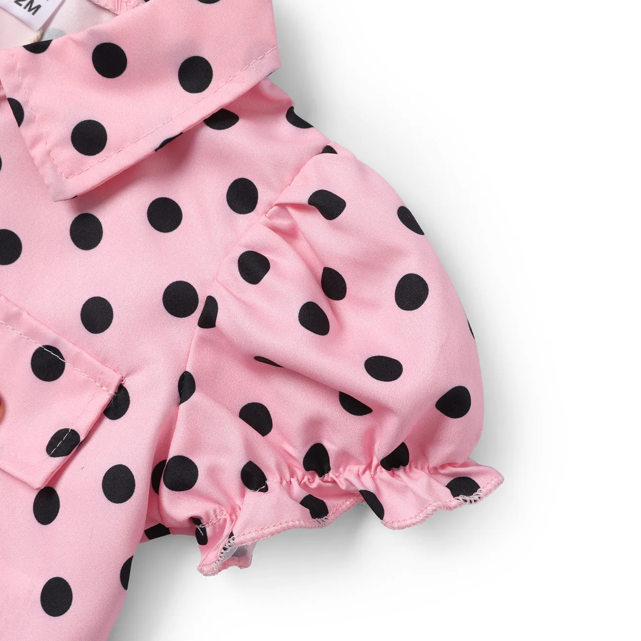 3pcs Baby Girls Sweet Polka Dot Ruffle Top and Dress and Skirt Set   Pink big image 1