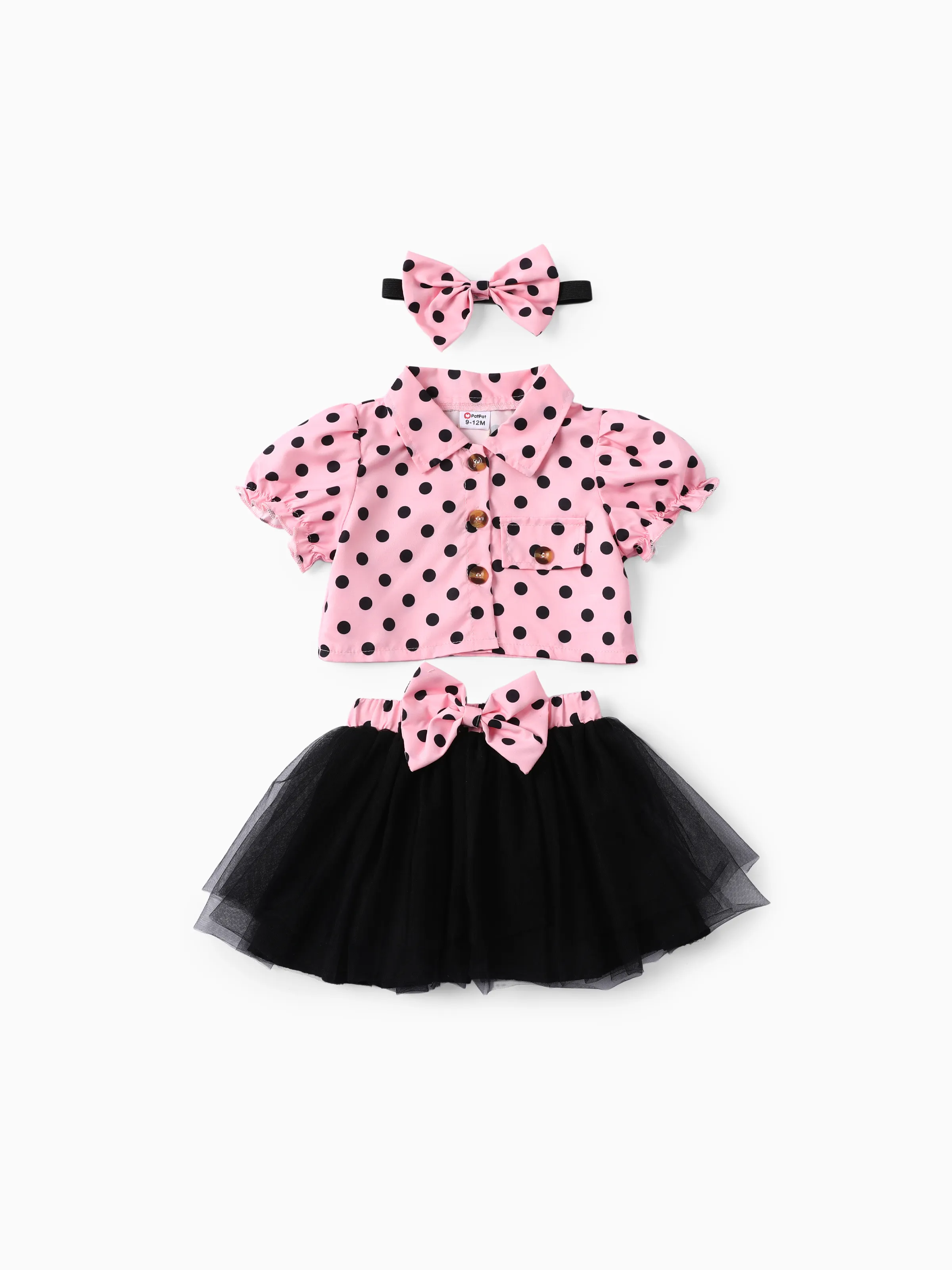 

Sweet Polka Dot Ruffle Dress Set for Baby Girls