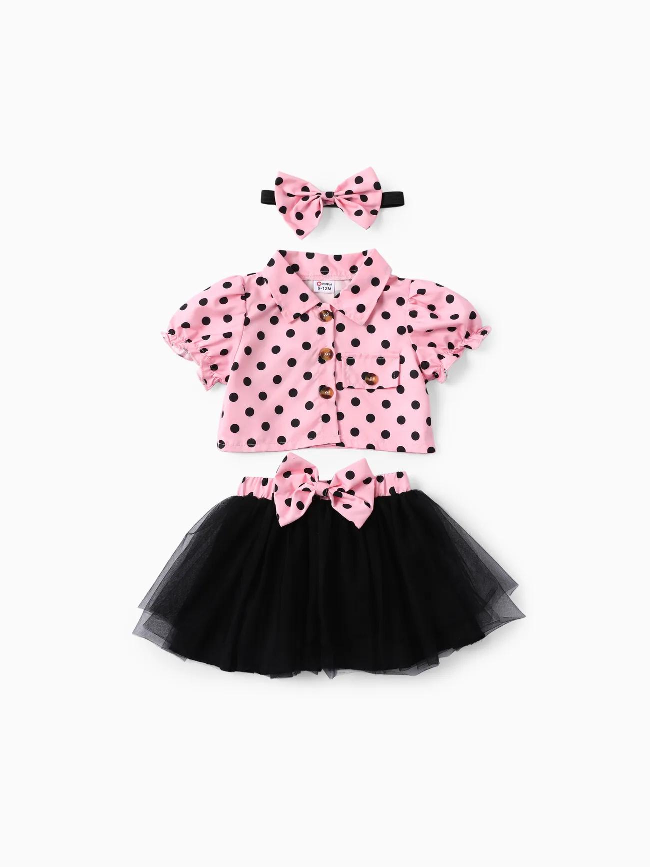 Ensemble de robe à volants à pois doux pour bébé fille