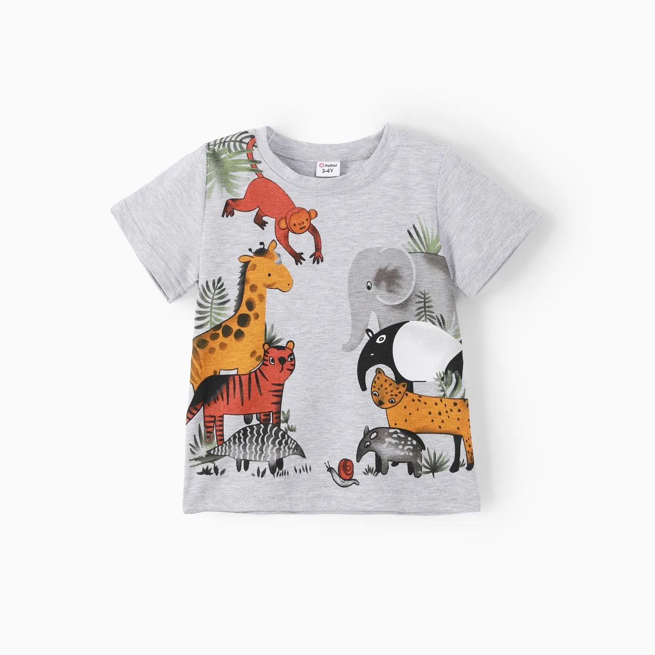 2 unidades Niño pequeño Chico Infantil Animales conjuntos de camiseta Gris big image 1